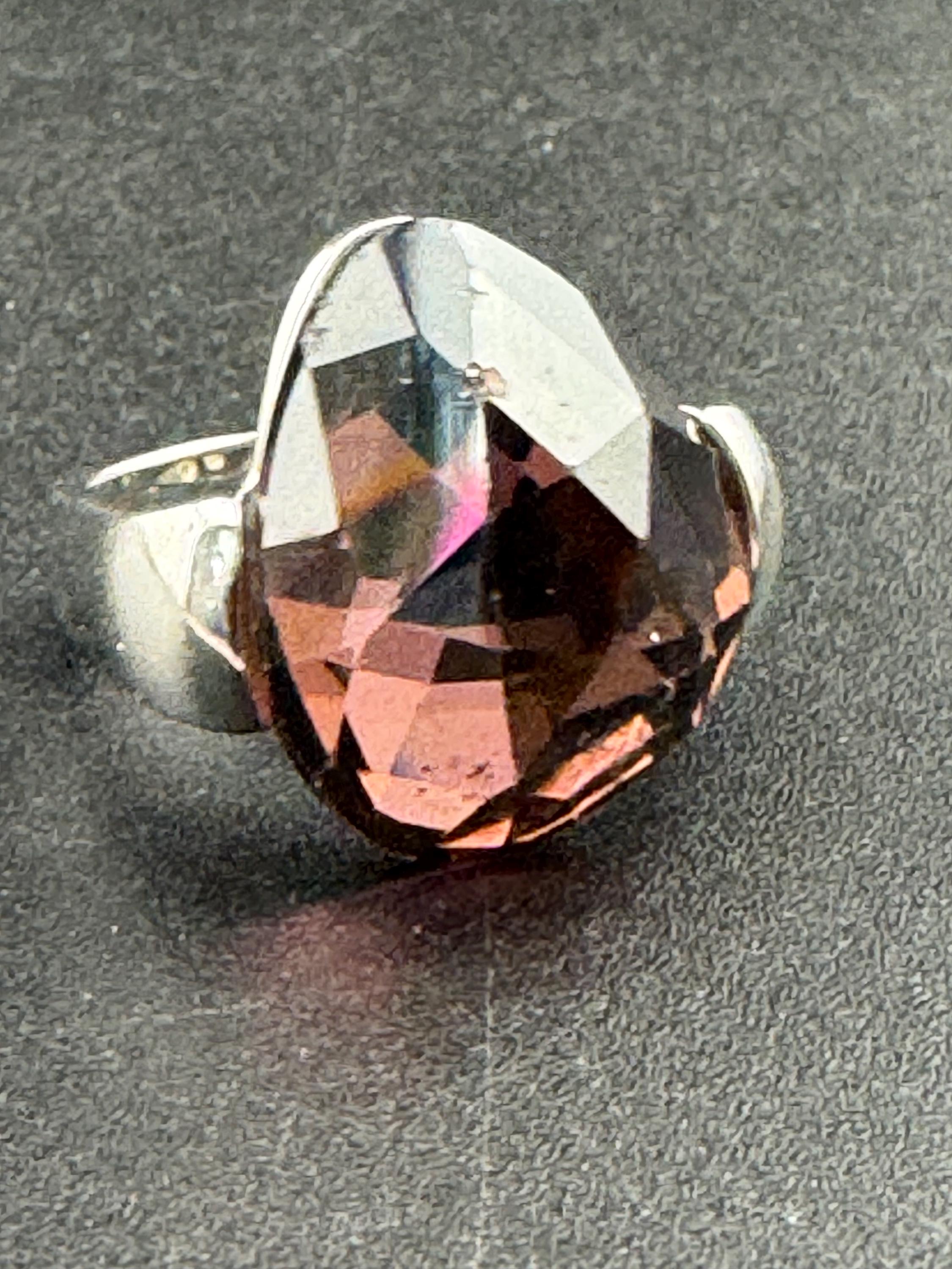 As found Signed swarovski purple amethyst amethyst crystal cocktail ring size 55 uk size 0 as seen