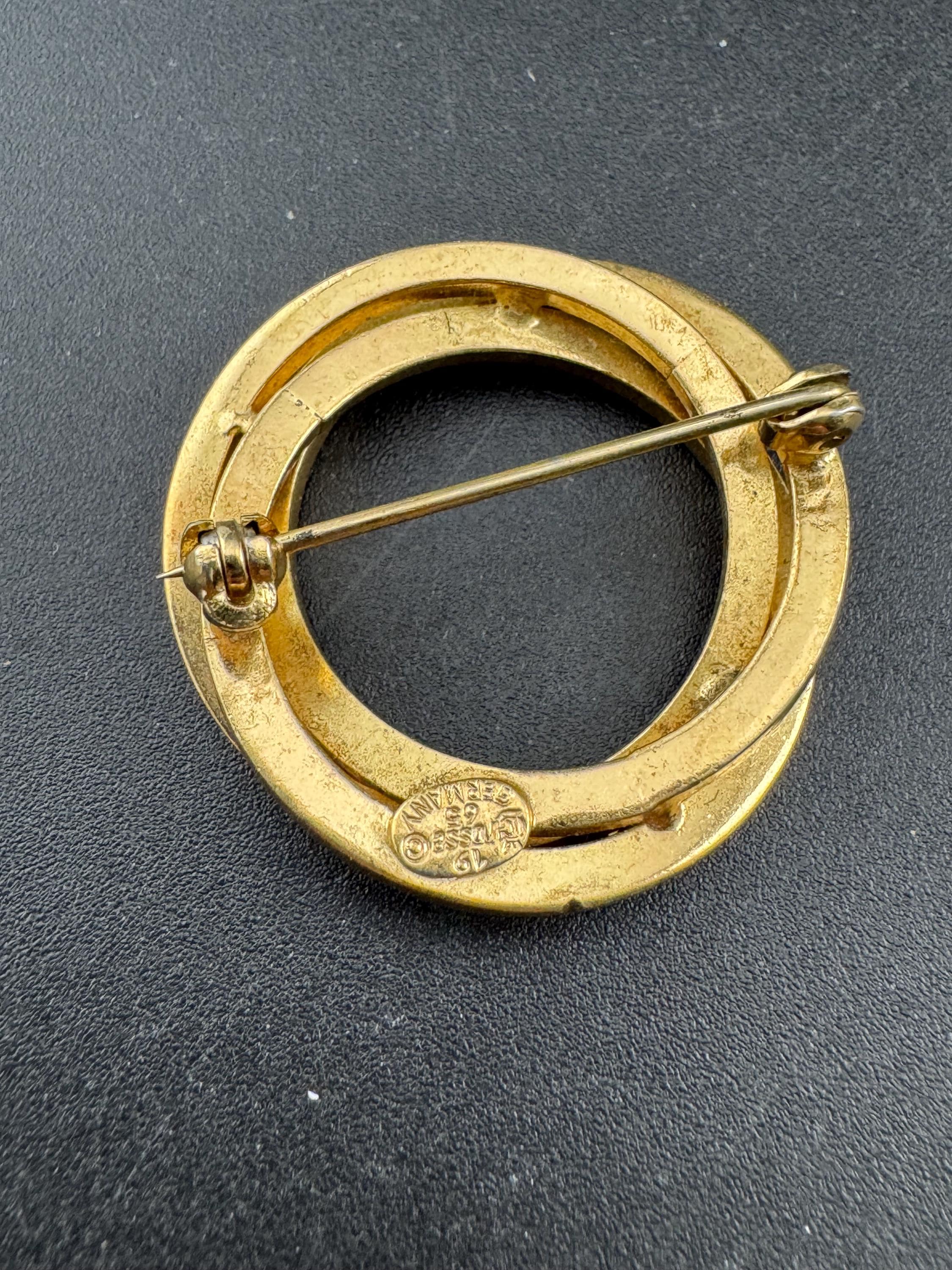 Signed GROSSE Gold Plated Wreath Brooch - 1965 German Designer