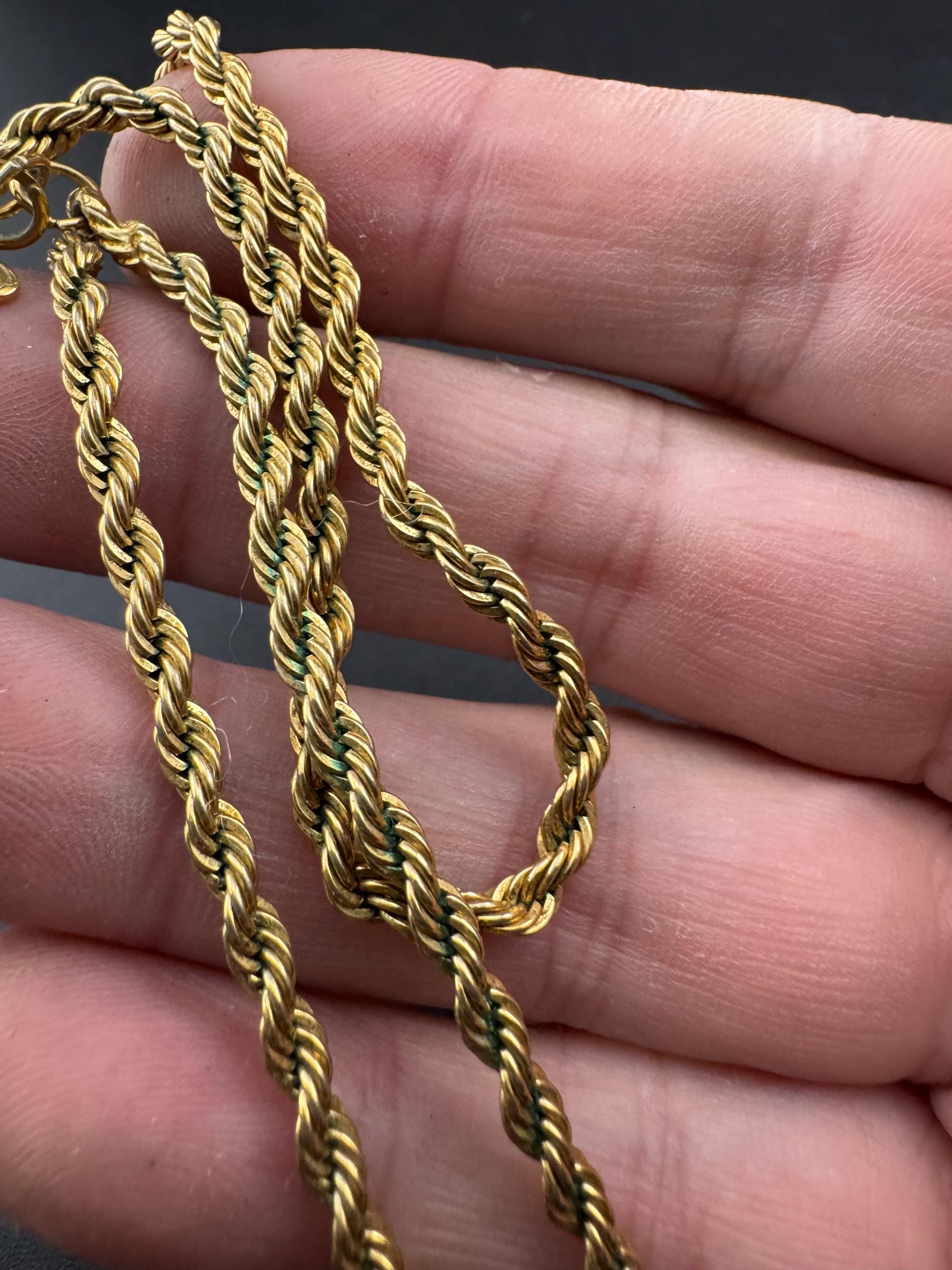 Signed Monet Vintage gold tone rope chain necklace 47cm