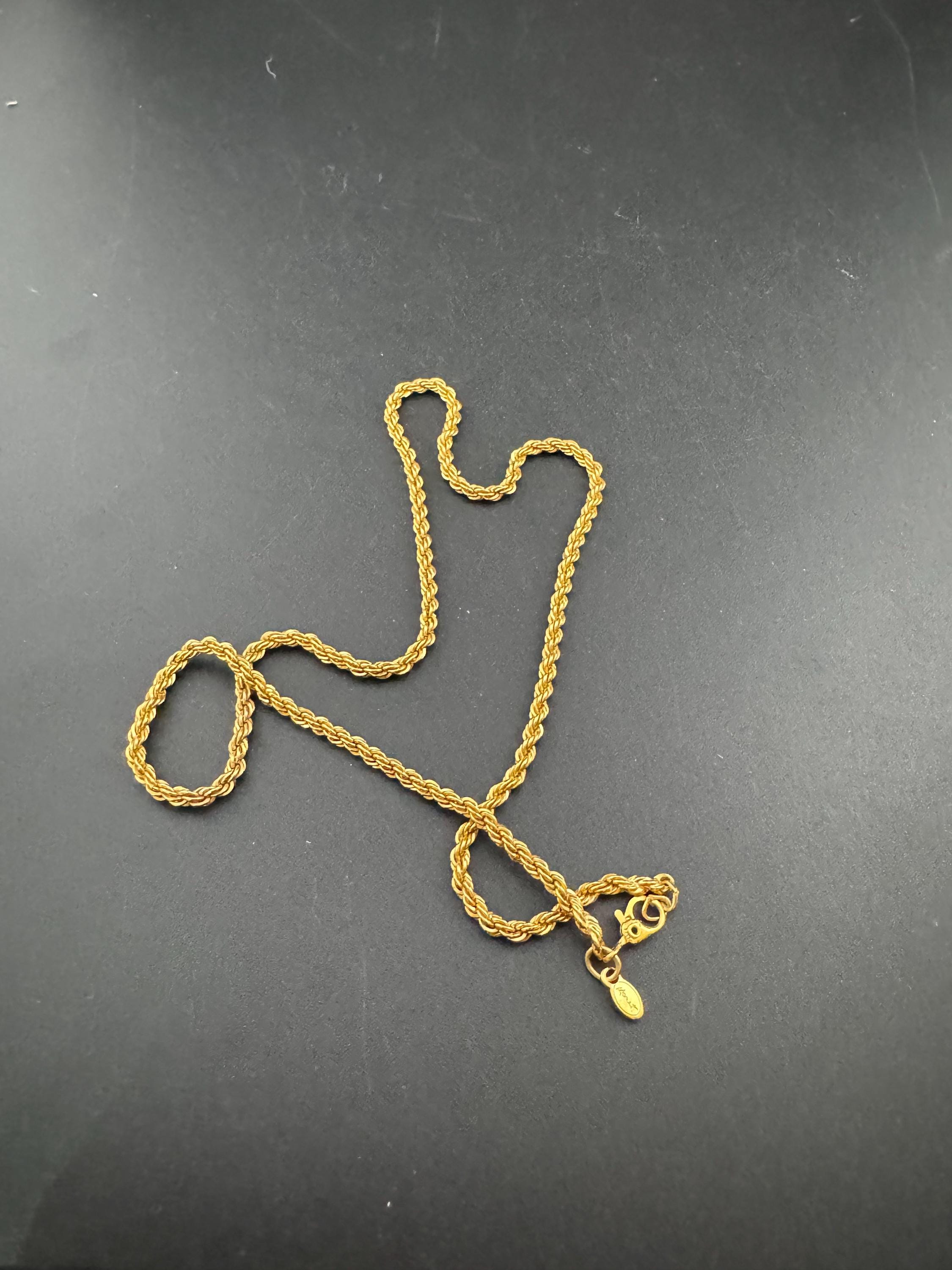 Signed Monet Vintage gold plated rope chain necklace 46cm