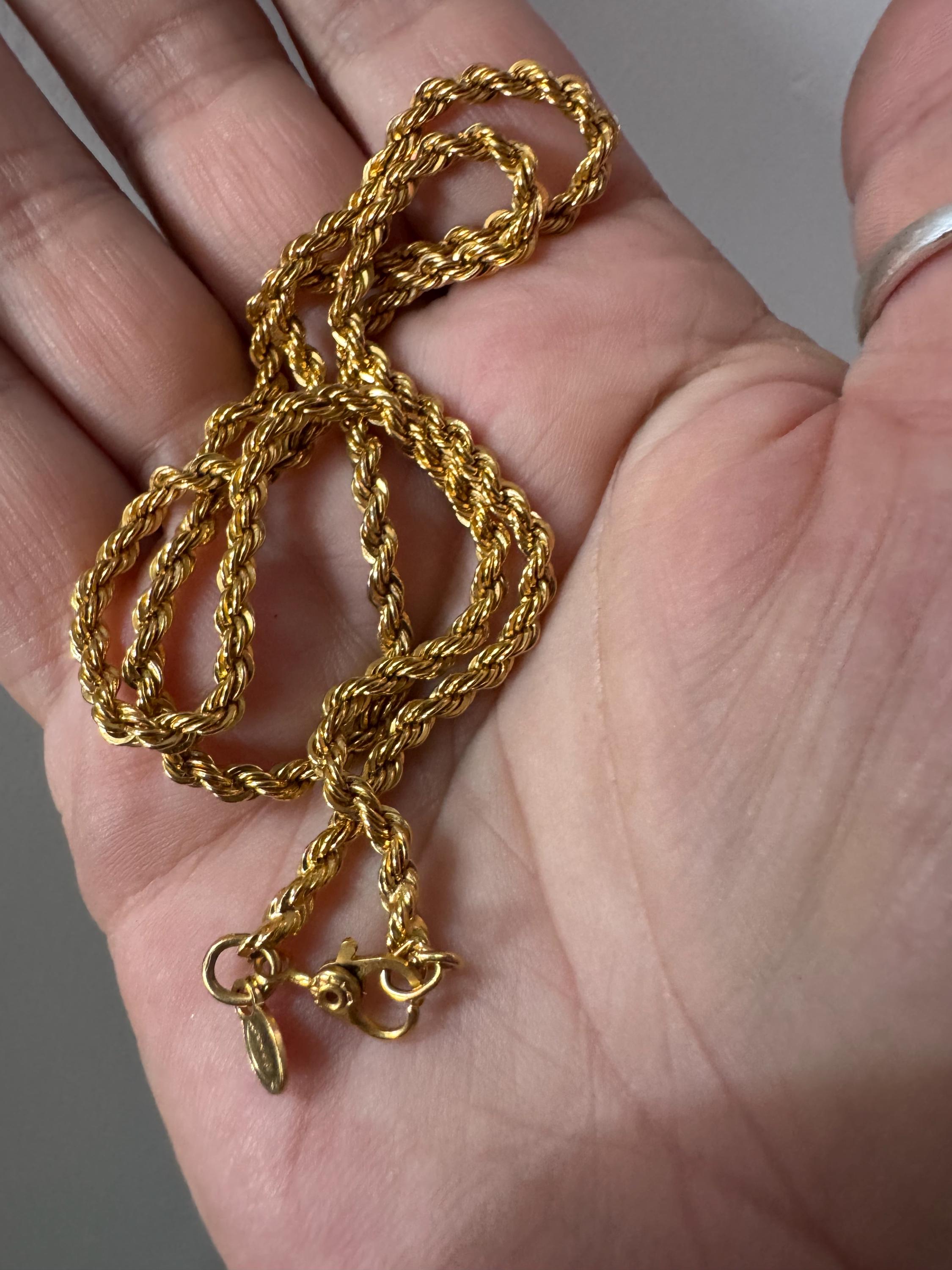 Signed Monet Vintage gold plated rope chain necklace 46cm