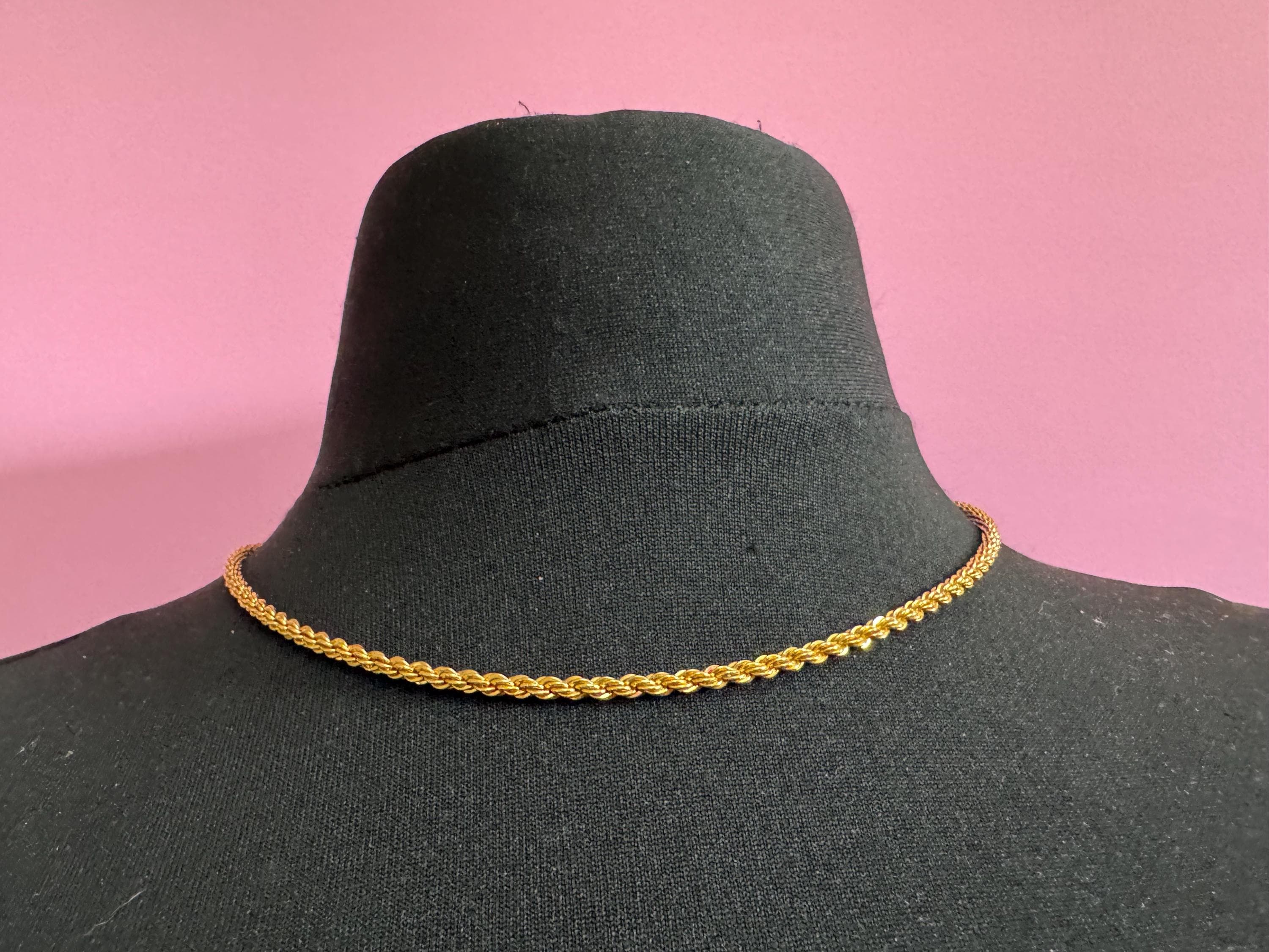 Signed Monet Vintage gold plated rope chain necklace 46cm