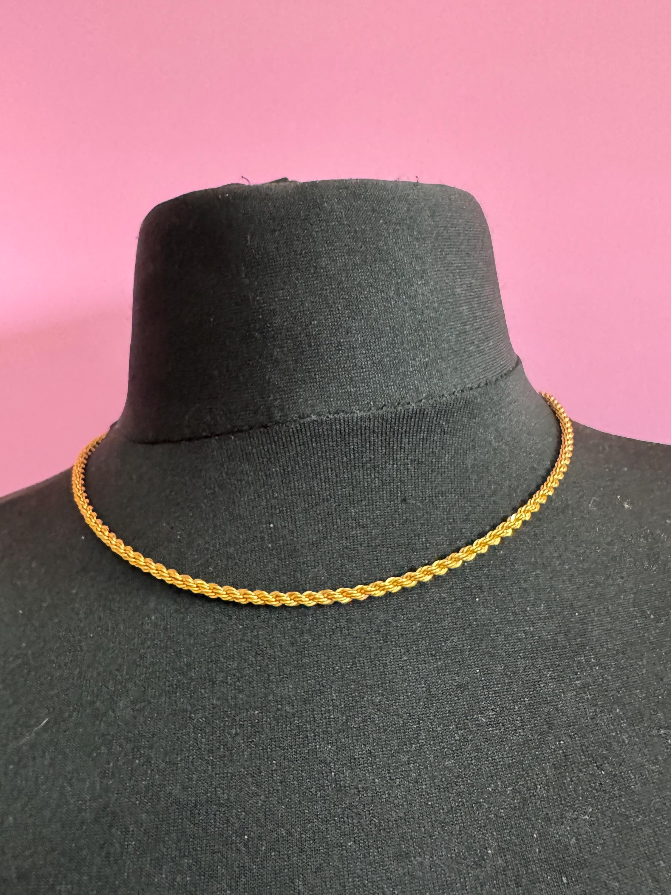 Signed Monet Vintage gold plated rope chain necklace 46cm