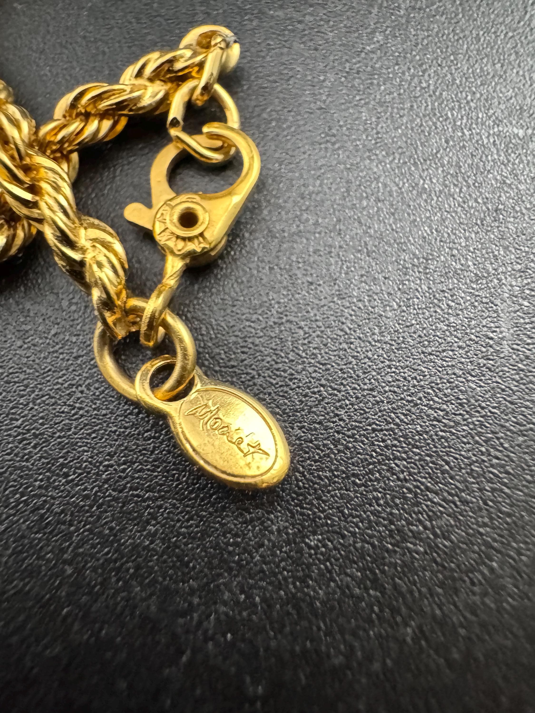 Signed Monet Vintage gold plated rope chain necklace 46cm