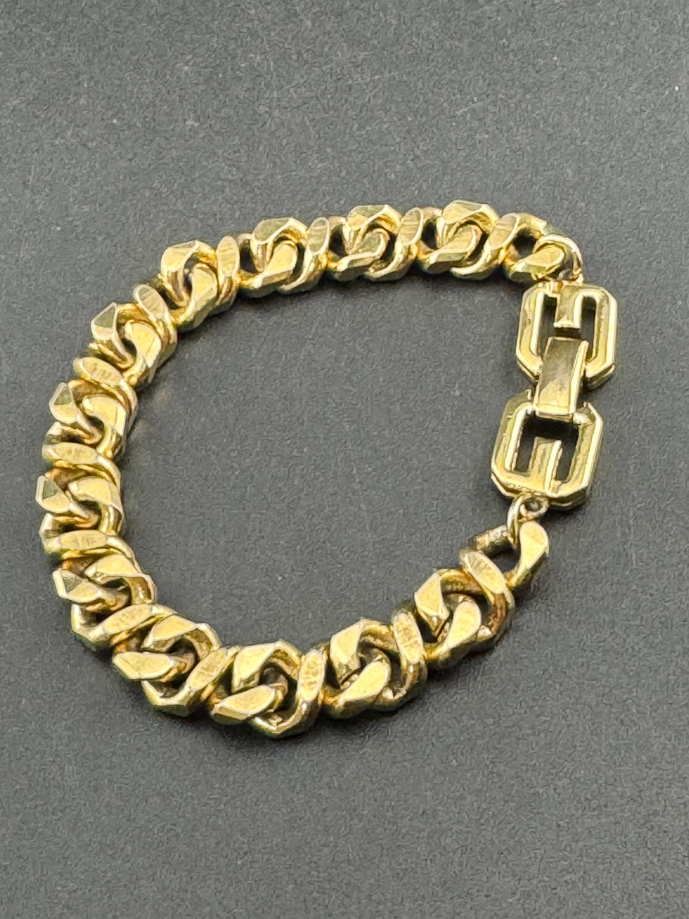 Vintage signed GIVENCHY Gold Plated Curb Bracelet: Chunky Panel Links