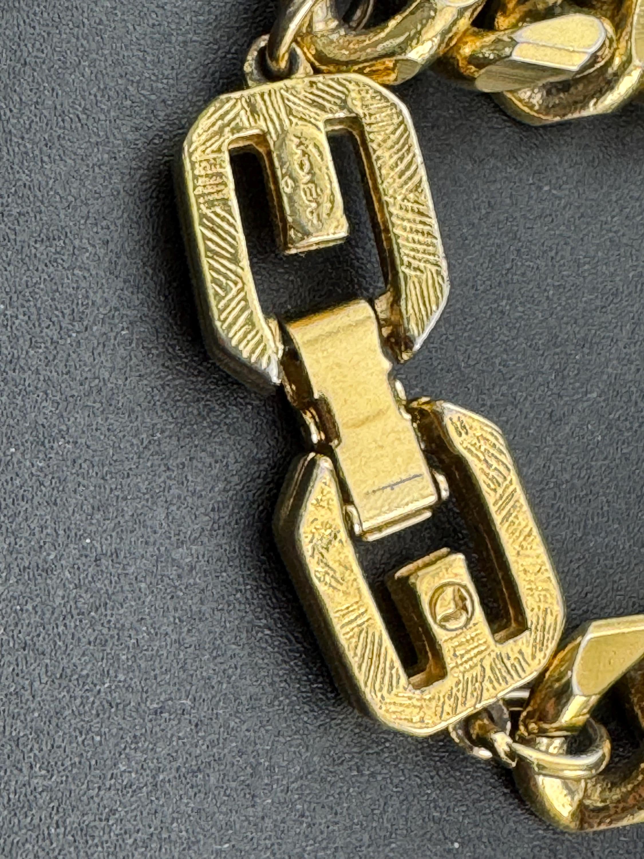 Vintage signed GIVENCHY Gold Plated Curb Bracelet: Chunky Panel Links