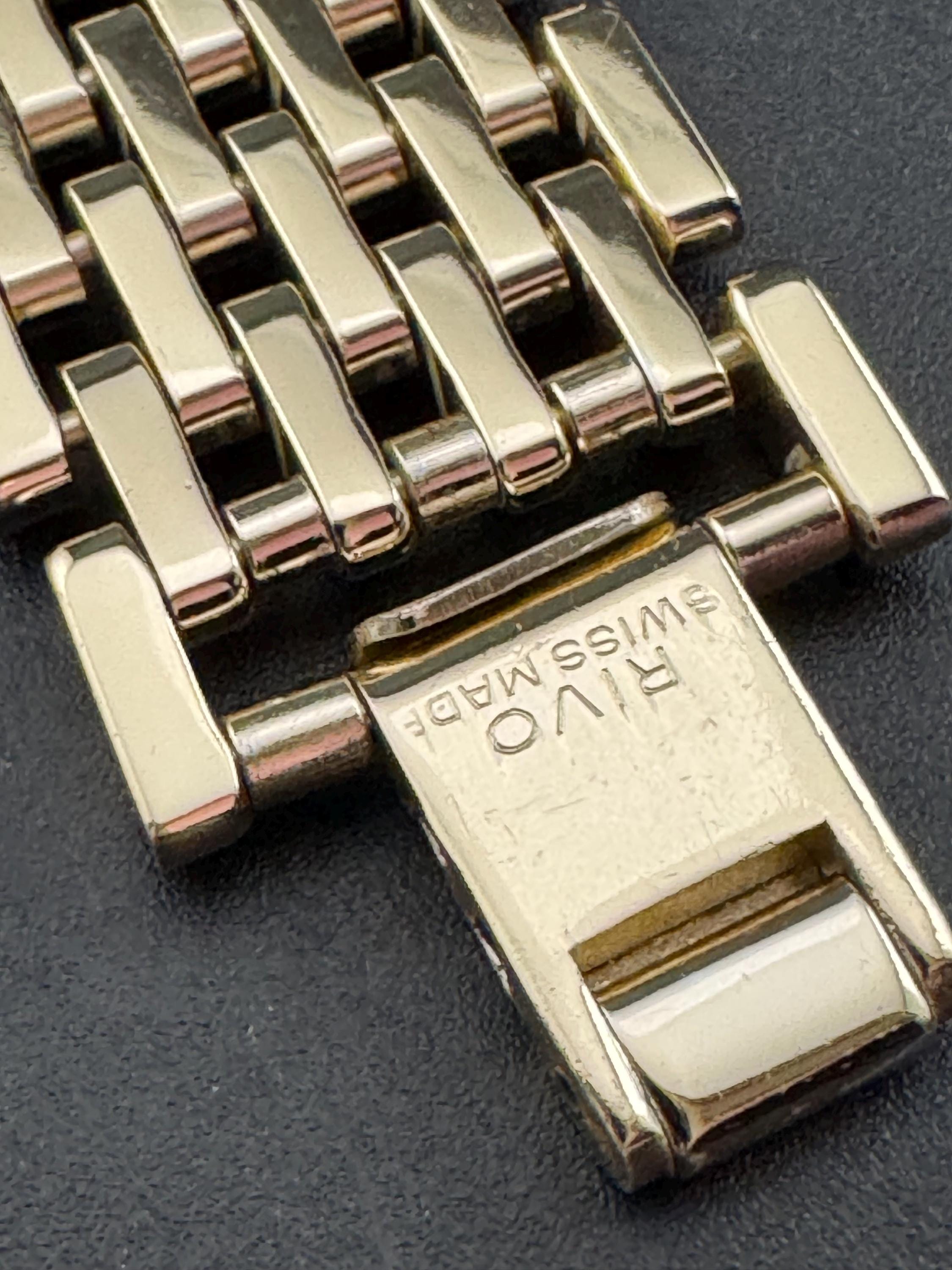 Signed RIVO Swiss made Vintage wide link gold plated cuff articulated bracelet Modernist in mint condition
