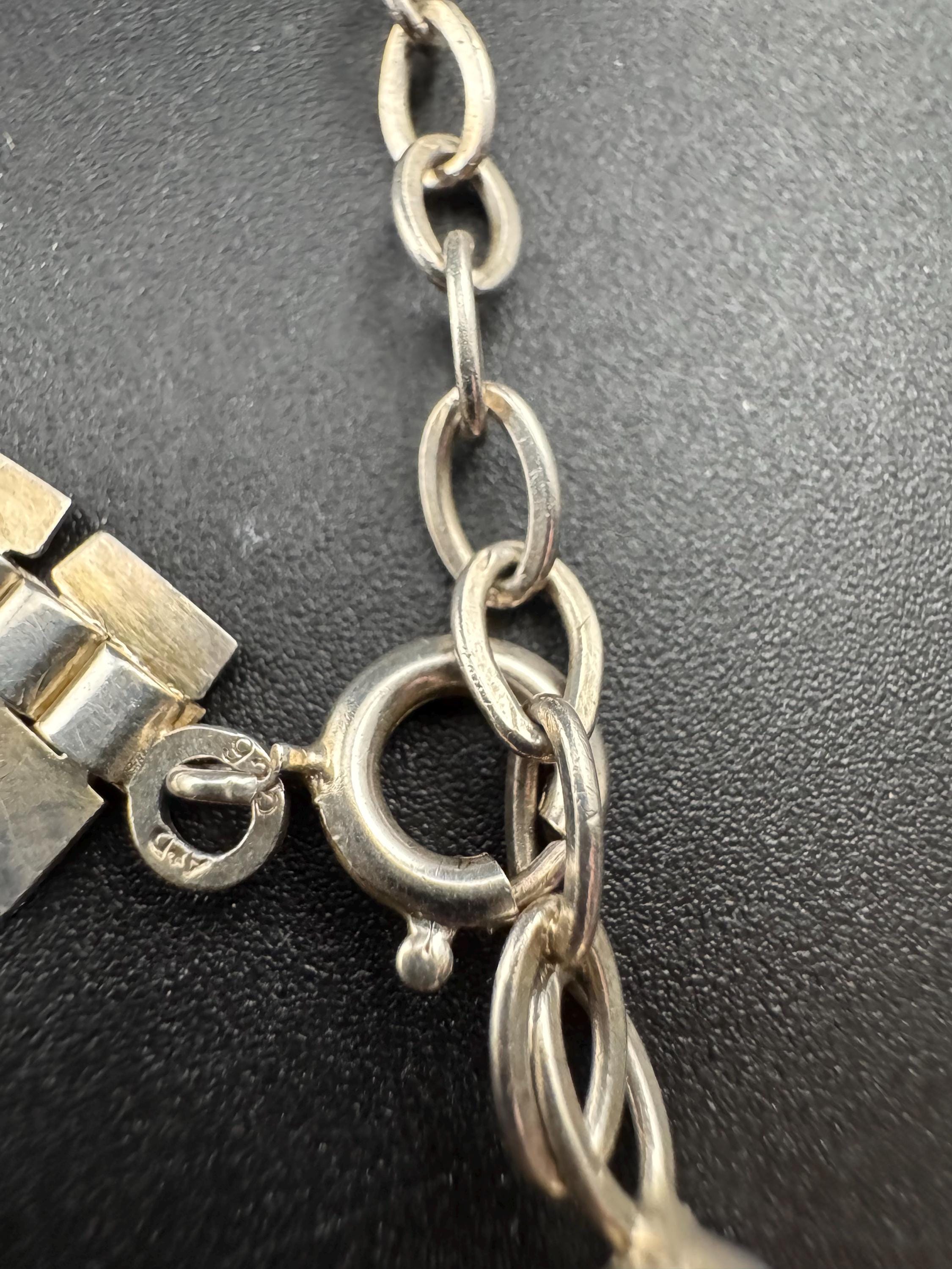 Signed A&D Vintage retro 925 sterling silver Egyptian cleopatra collar necklace 16-18” 33.5 grams
