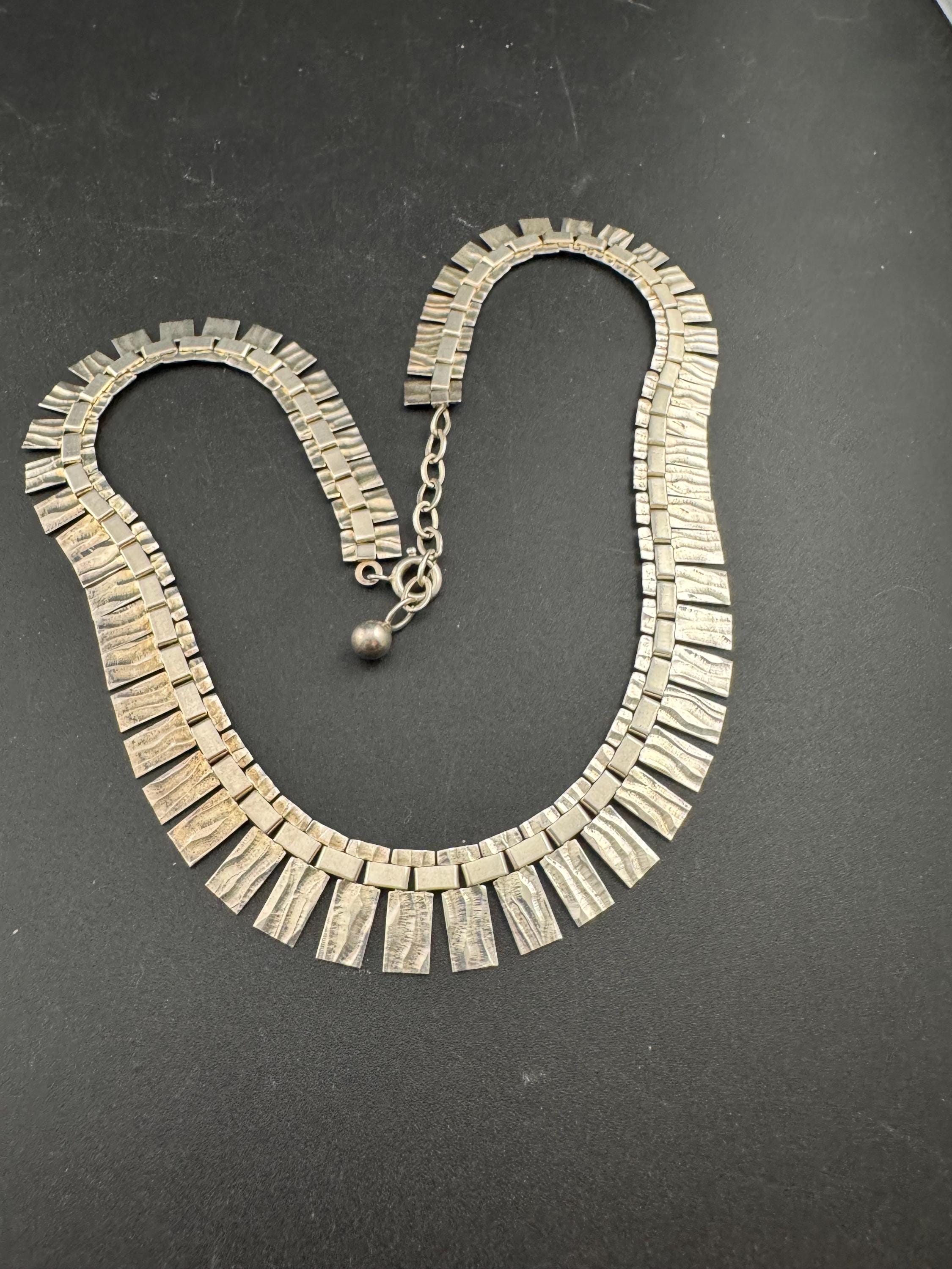 Signed A&D Vintage retro 925 sterling silver Egyptian cleopatra collar necklace 16-18” 33.5 grams