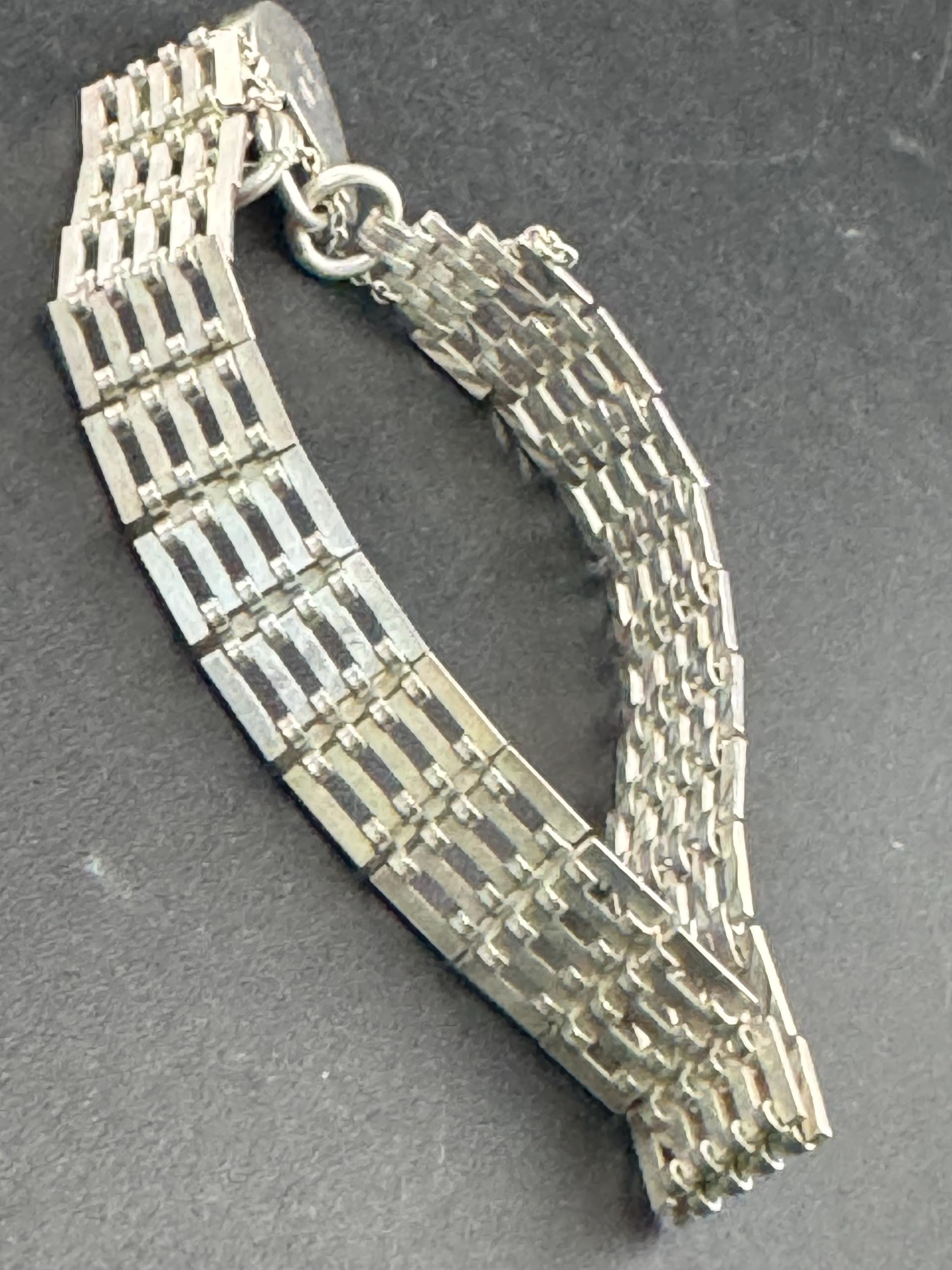 Vintage London hallmarked LC 925 sterling silver 5 bar gate bracelet 18cm 14grams