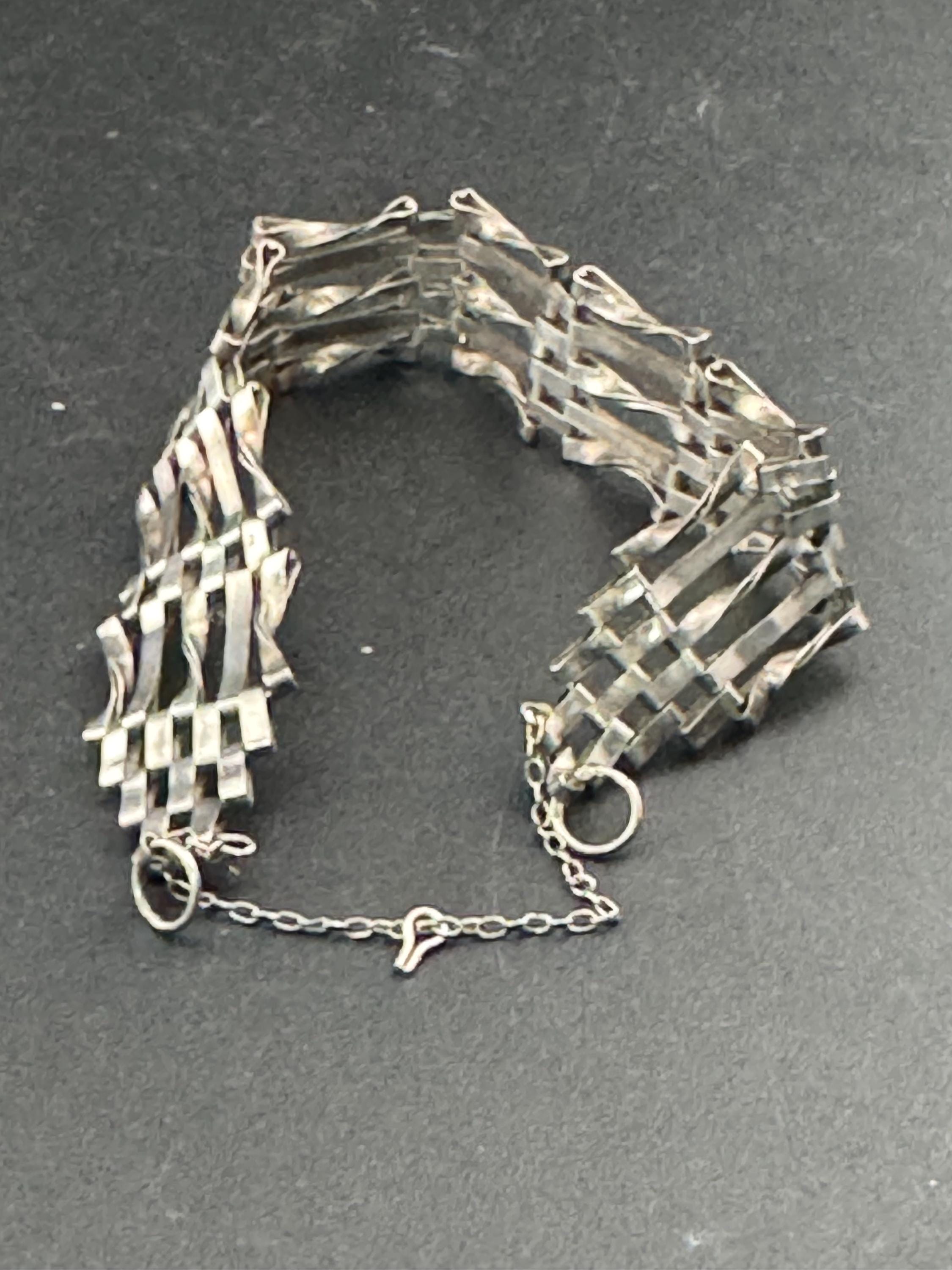 AF Vintage 925 sterling silver 5 bar gate bracelet 17cm 9.1grams needs new padlock