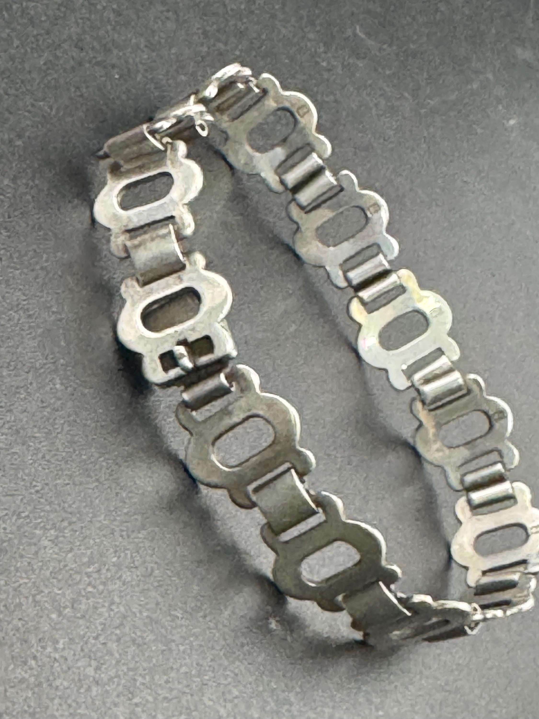 Vintage 925 Sterling silver openwork panel link bracelet 18.5cm 12.9 grams