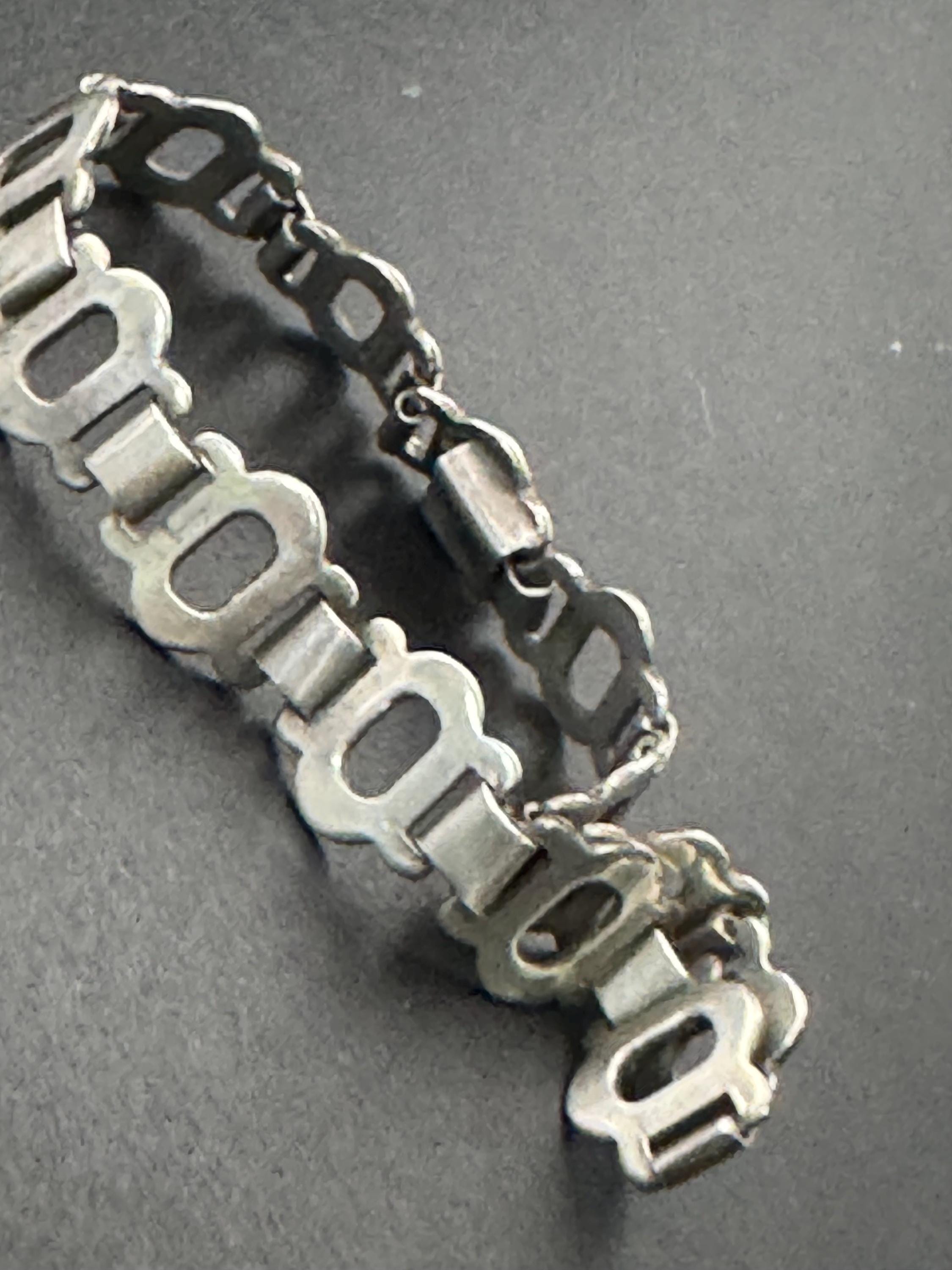 Vintage 925 Sterling silver openwork panel link bracelet 18.5cm 12.9 grams