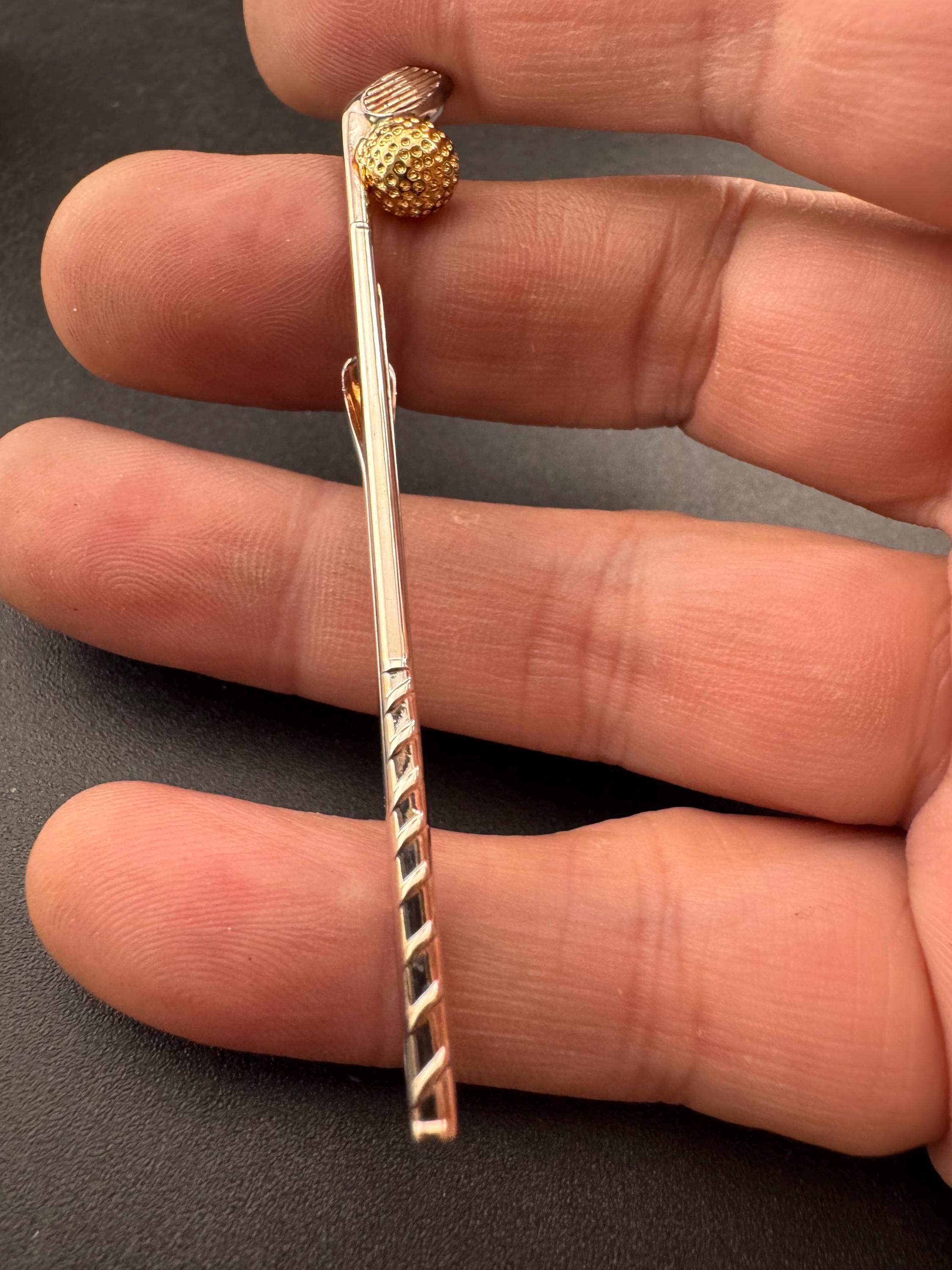 Retro Gold & Silver Tone Golf Tie Clip: Golfer Gift