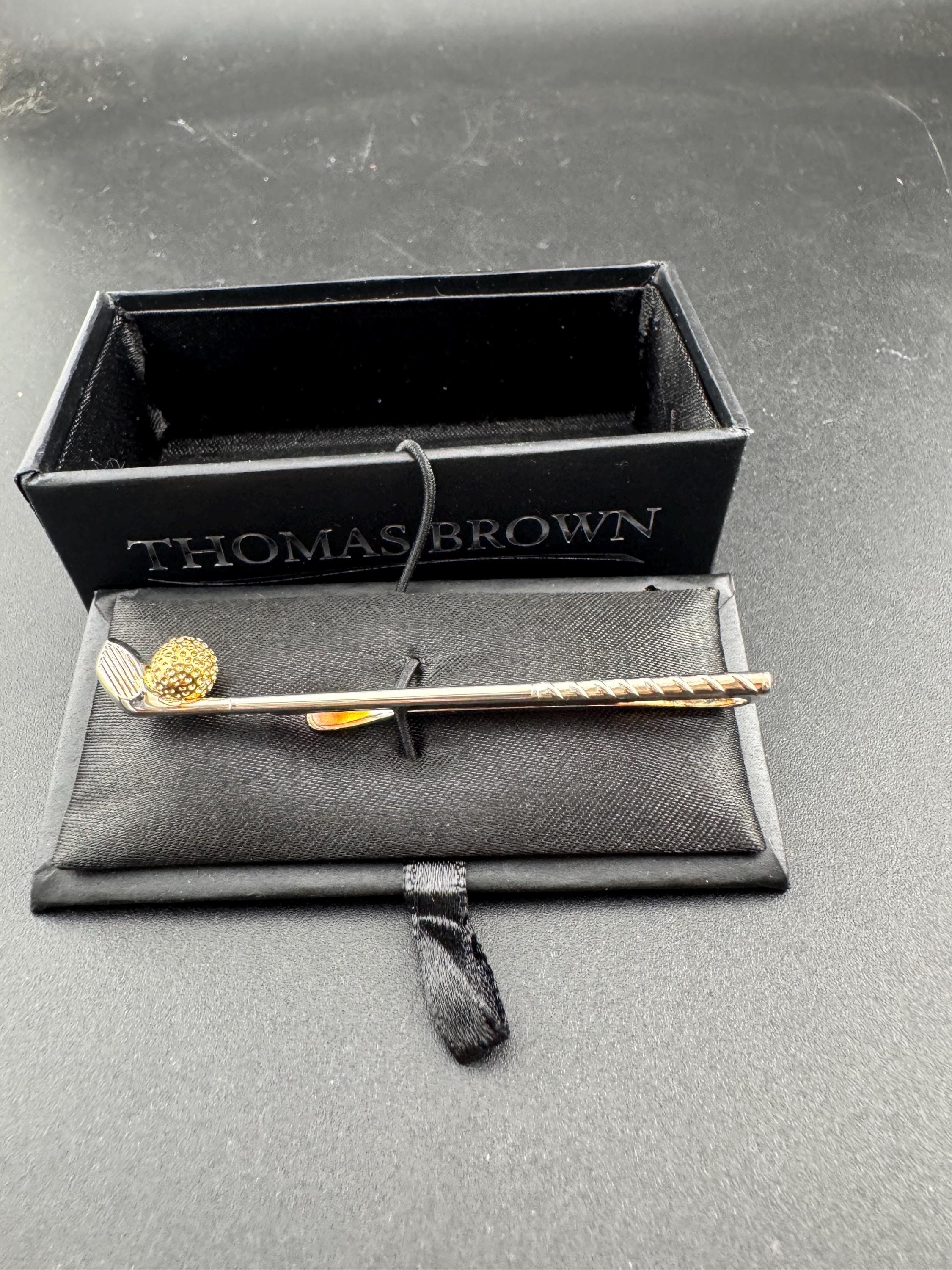 Retro Gold & Silver Tone Golf Tie Clip: Golfer Gift