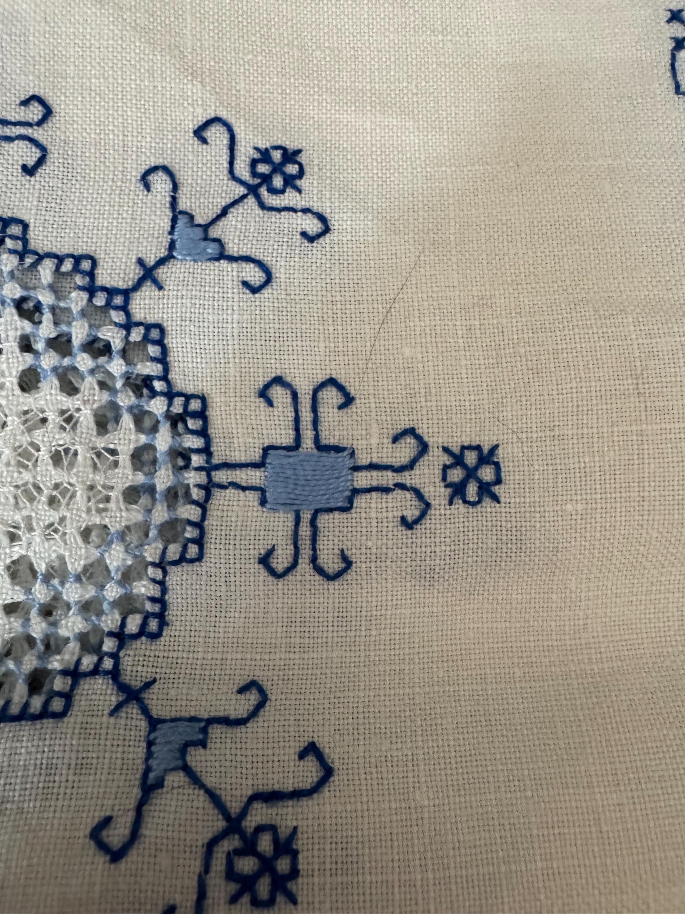 Hand Embroidered Floral Tablecloth: Chinese Japanese Style (108 x 102cm)