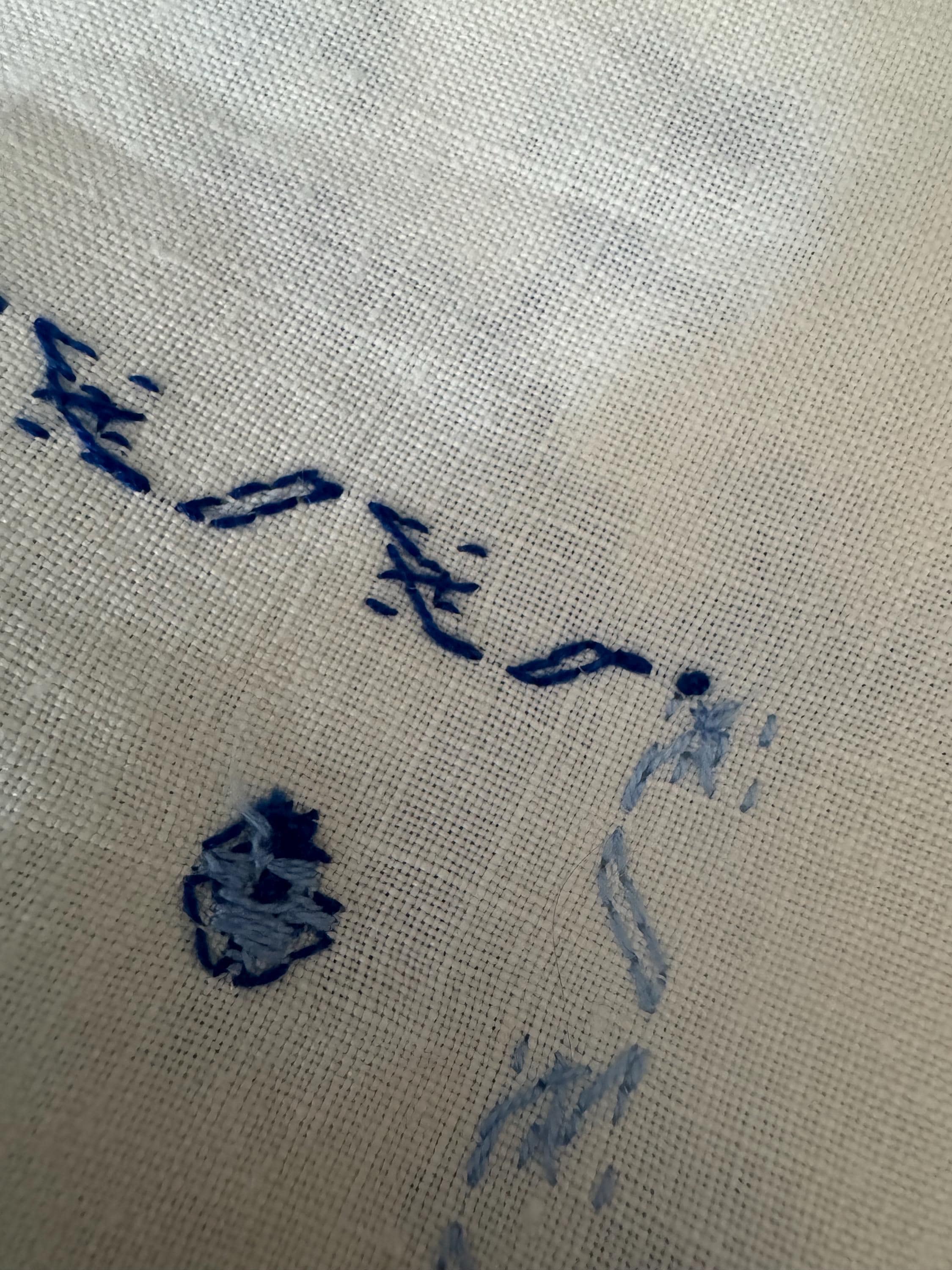 Hand Embroidered Floral Tablecloth: Chinese Japanese Style (108 x 102cm)