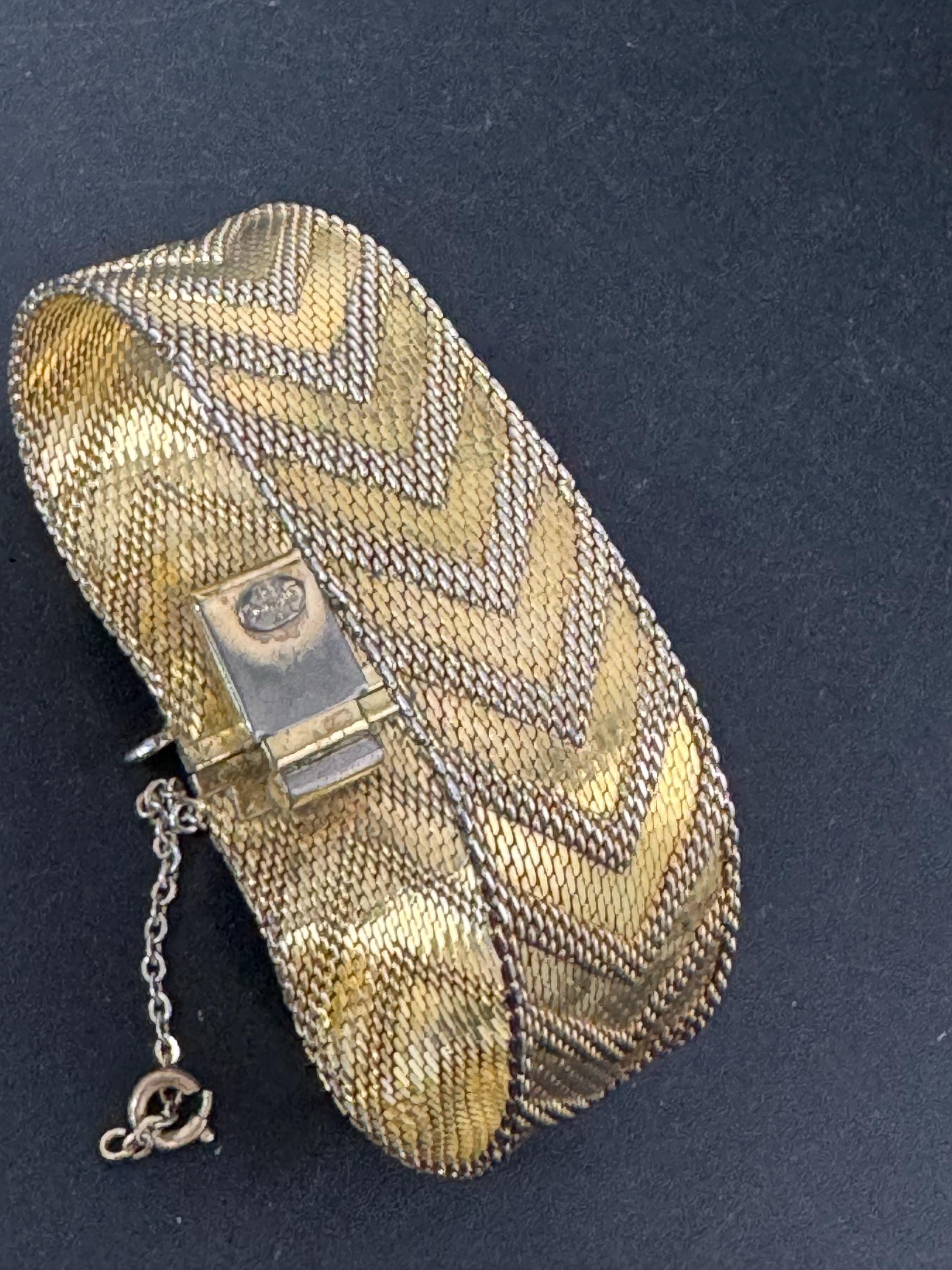 1956 Henkel & Grosse gold plated Vintage Retro Designer wide link cuff articulated bracelet Christian Dior Bracelet Modernist 1950s