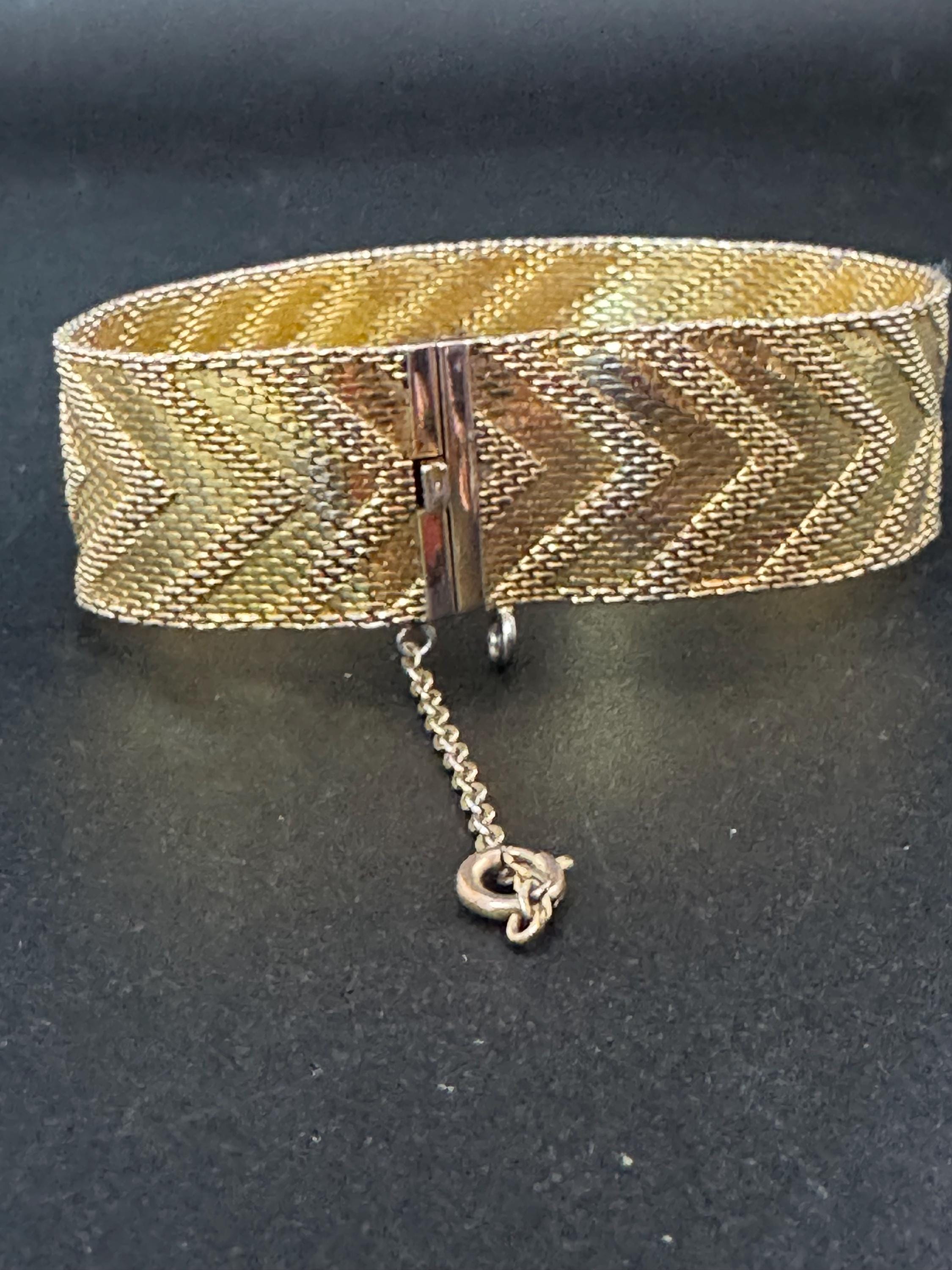 1956 Henkel & Grosse gold plated Vintage Retro Designer wide link cuff articulated bracelet Christian Dior Bracelet Modernist 1950s