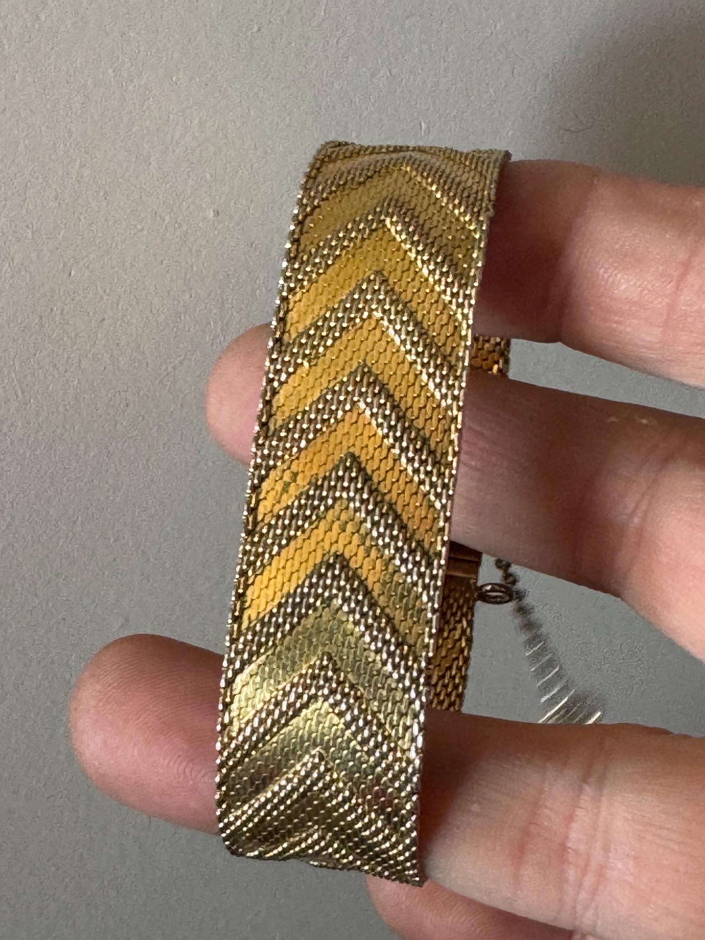 1956 Henkel & Grosse gold plated Vintage Retro Designer wide link cuff articulated bracelet Christian Dior Bracelet Modernist 1950s