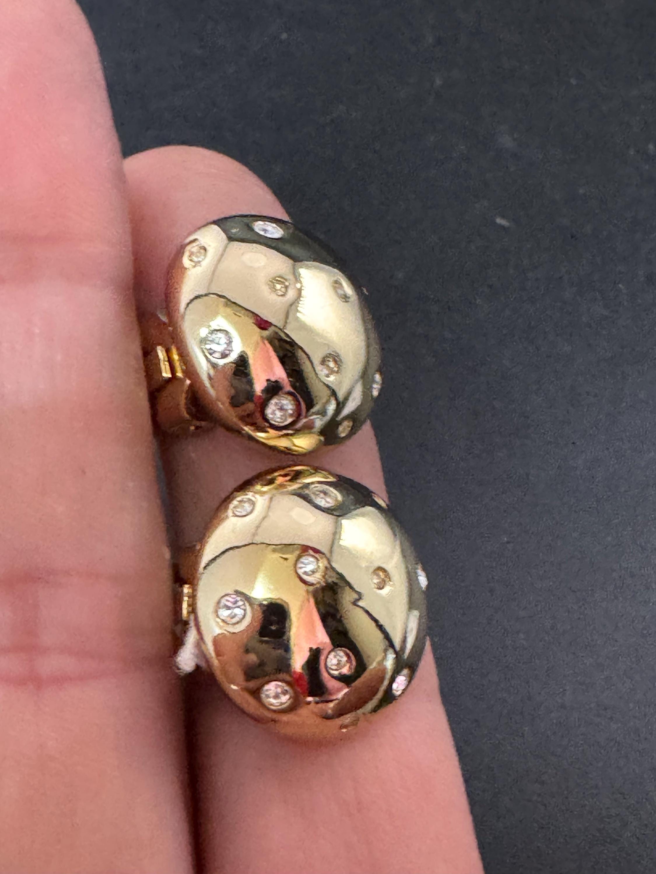 Signed GROSSE Vintage diamanté clear rhinestone paste gold tone domed clip on stud earrings