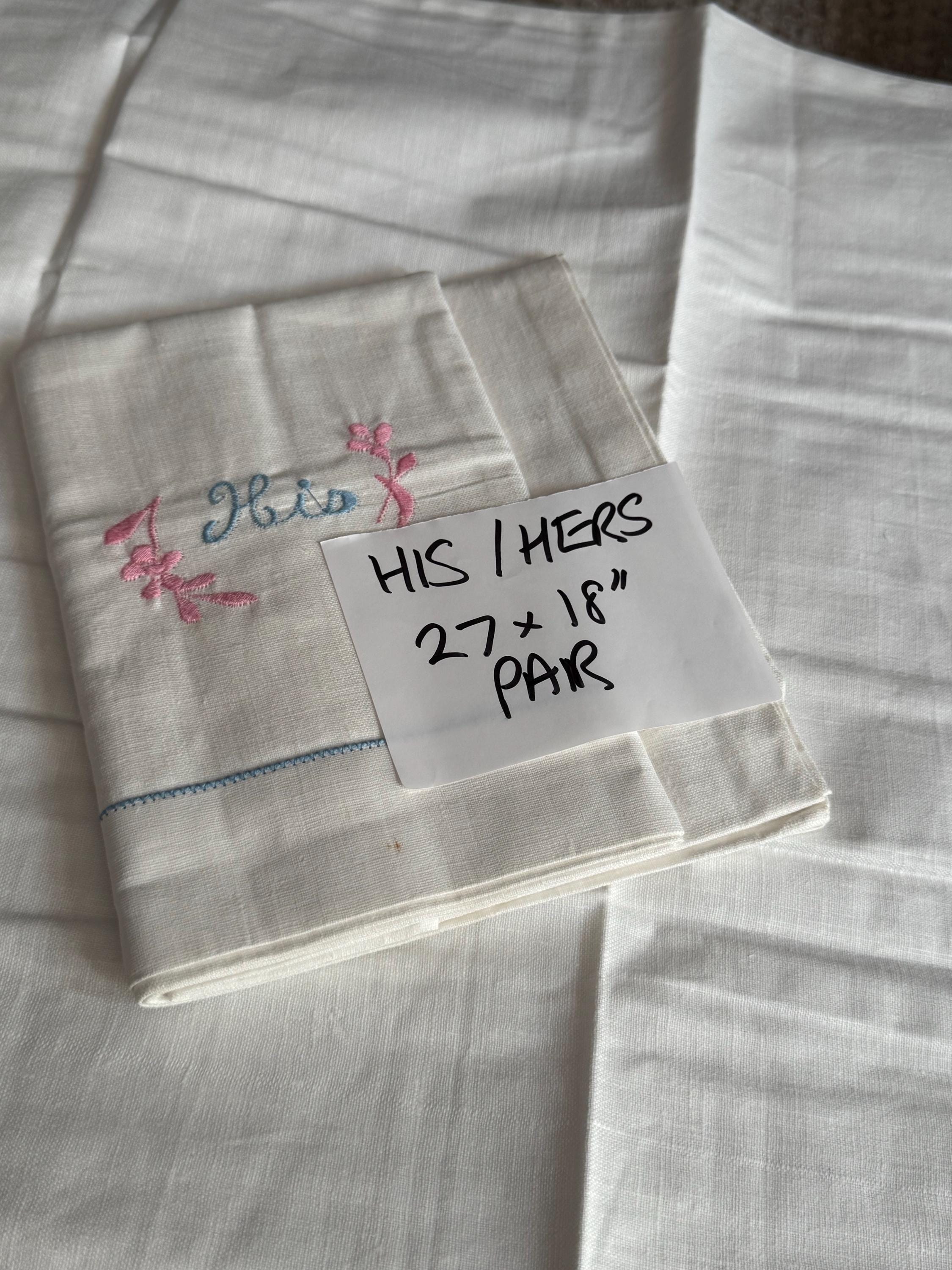 Embroidered Floral Roses Pillowcases: His & Hers Vintage Linens