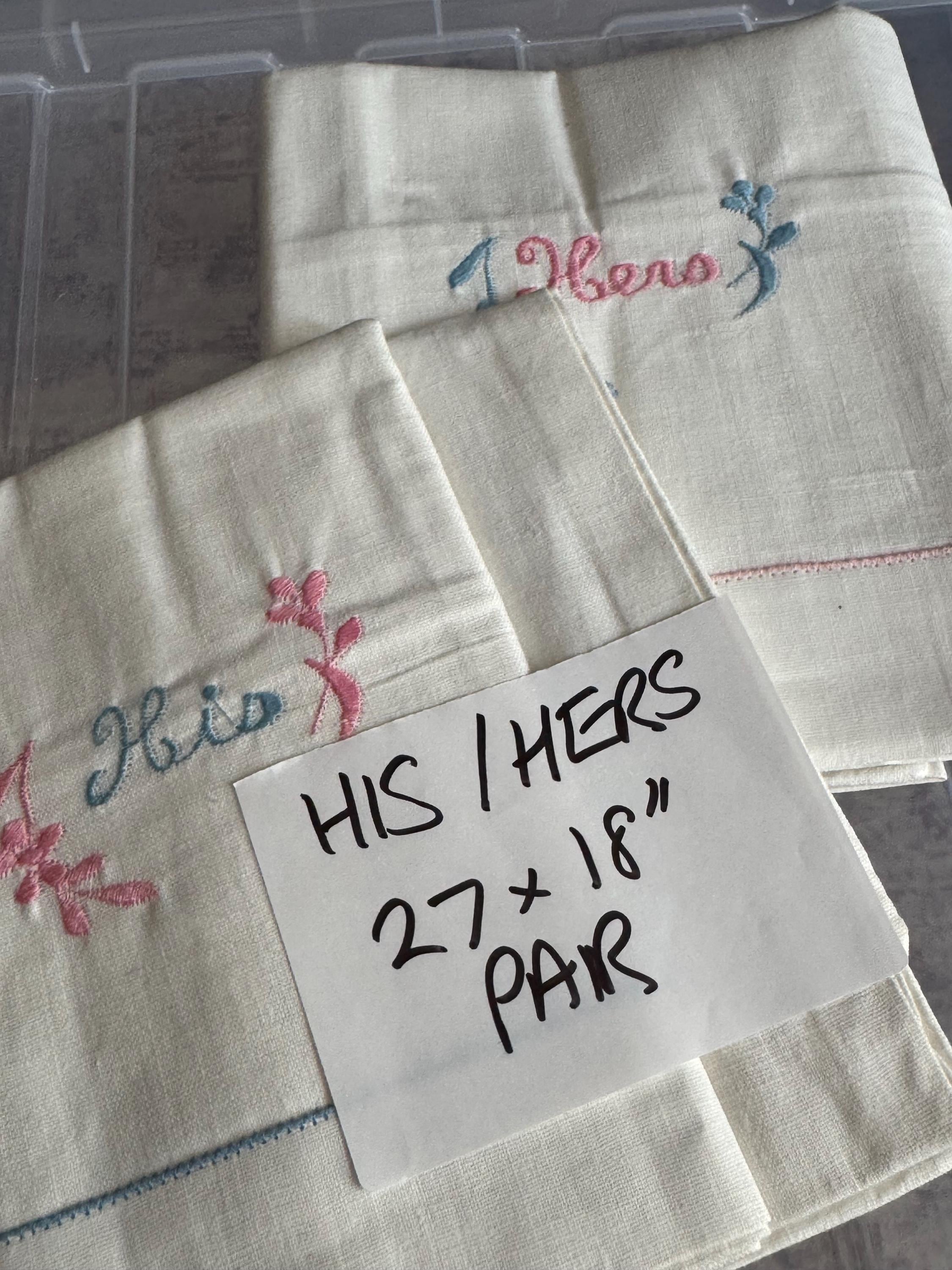 Embroidered Floral Roses Pillowcases: His & Hers Vintage Linens