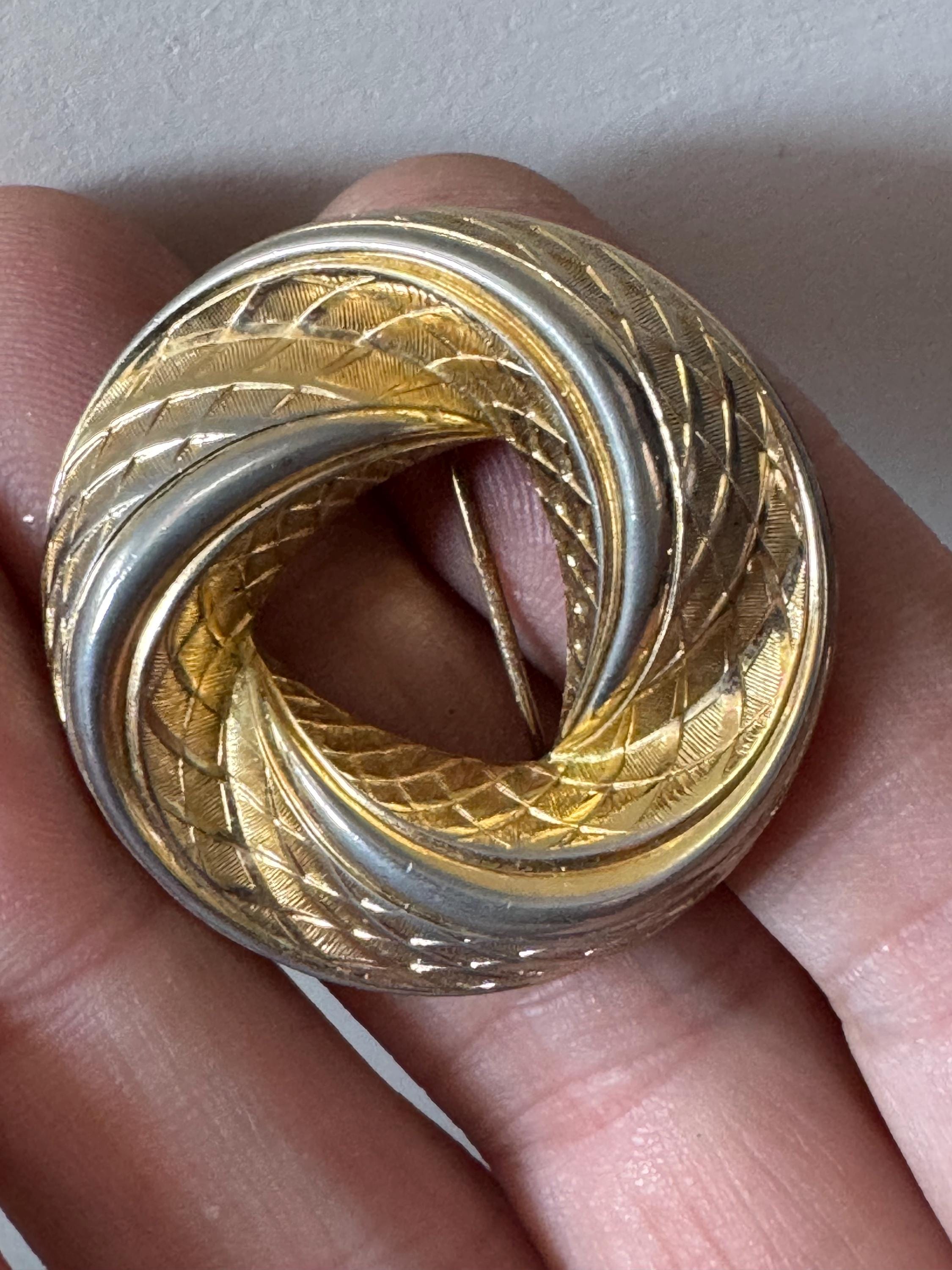 Signed GROSSE 1964 German Modernist Brooch - Gold Tone Swirl Design