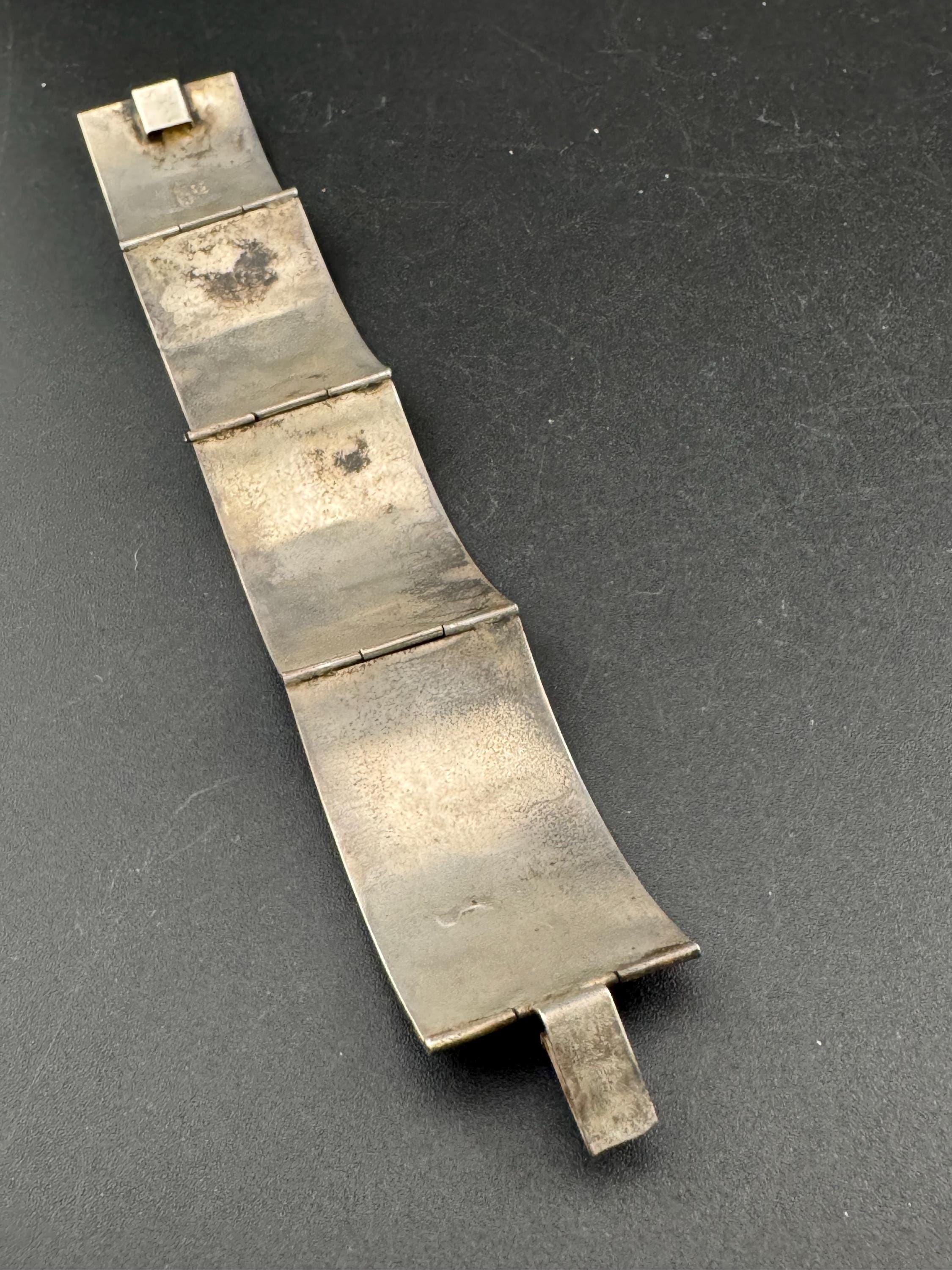 900 grade Ecuador Solid silver modernist Vintage continental silver panel link bracelet 30.7grams