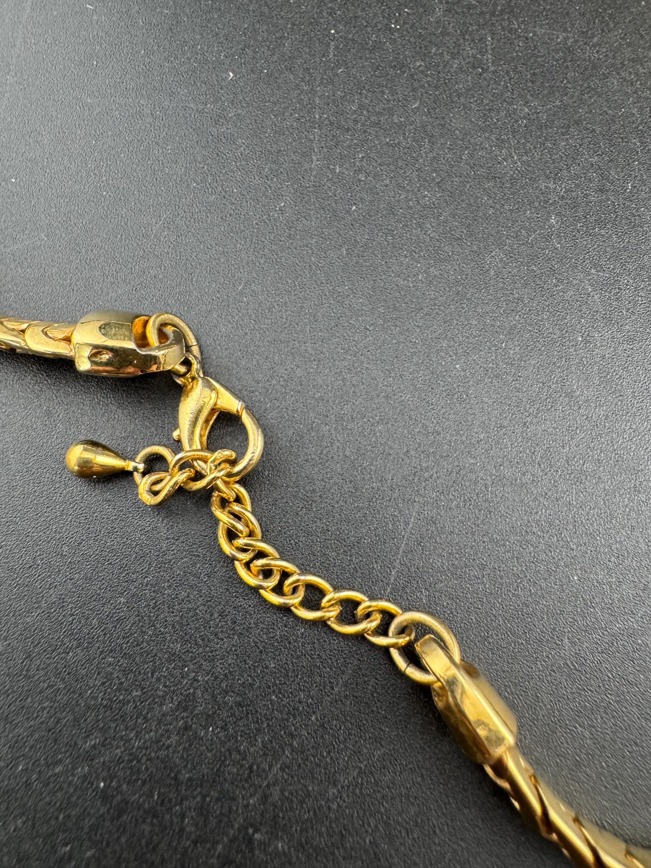 vintage heavy gold plated wide black enamel statement flat chain chunky choker necklace