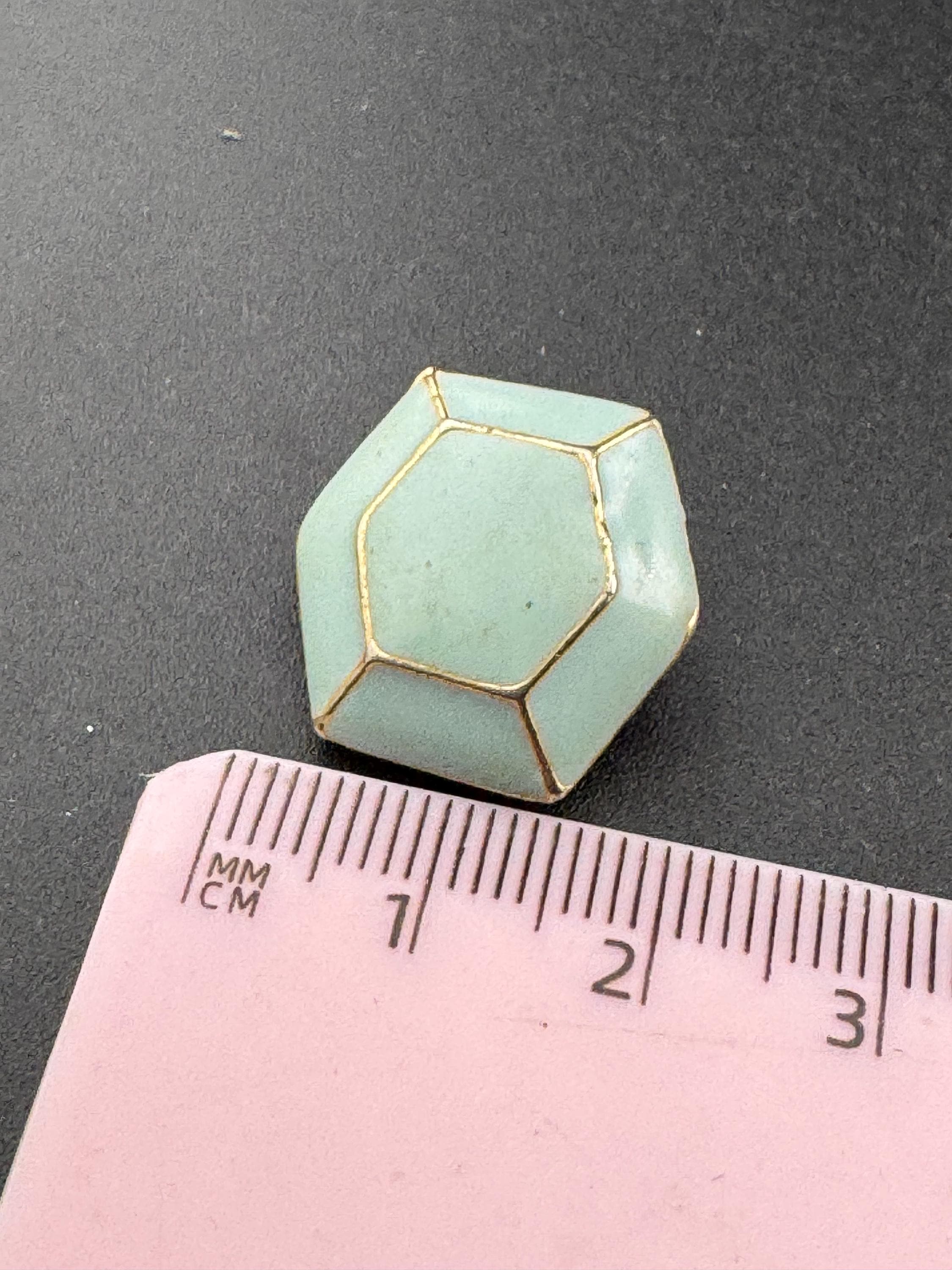 Vintage Ice Blue Enamel Clip On Earrings: 1980s Gold Tone Button