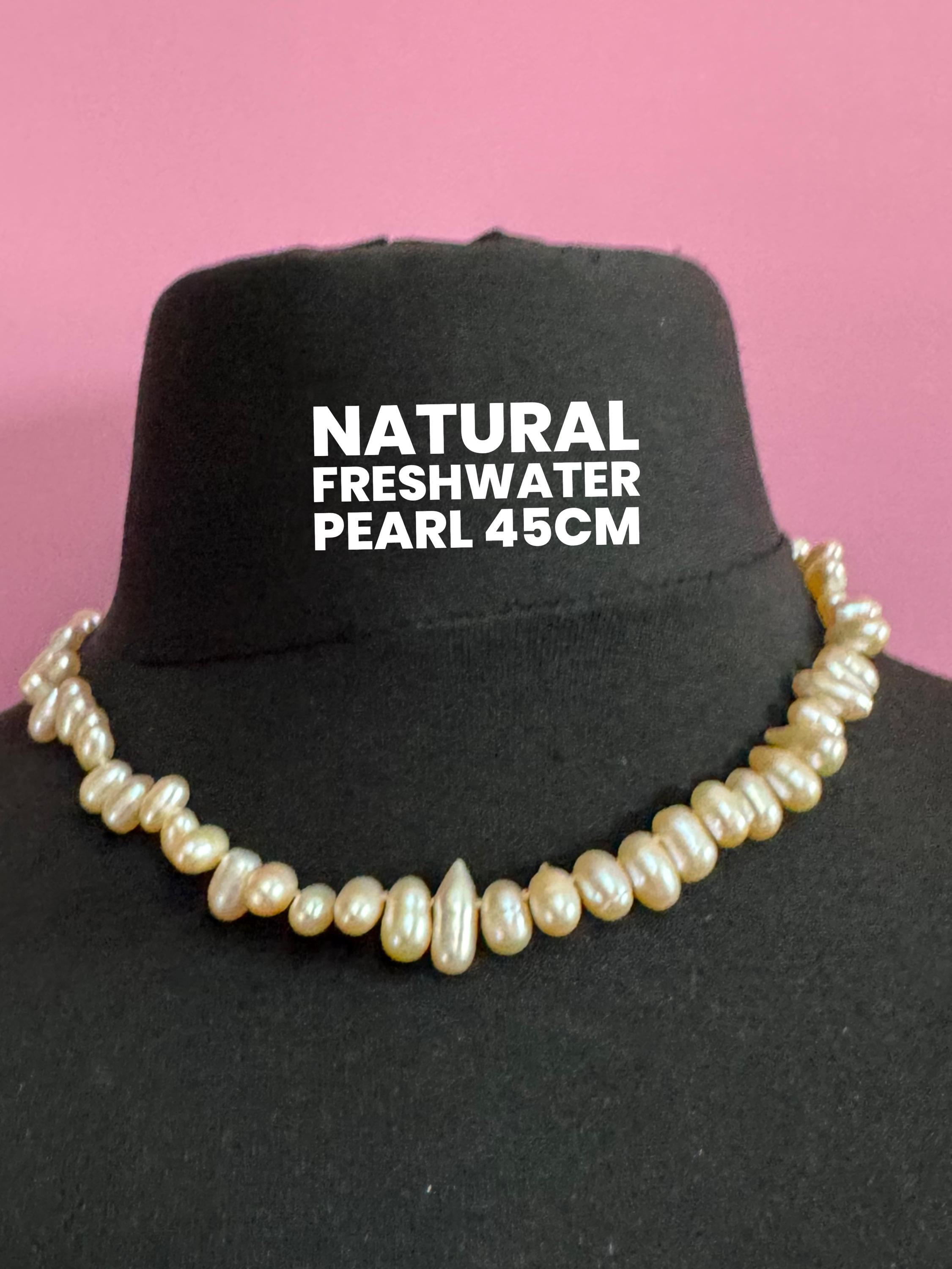 Vintage White cream Natural freshwater pearl beaded collar necklace 45cm