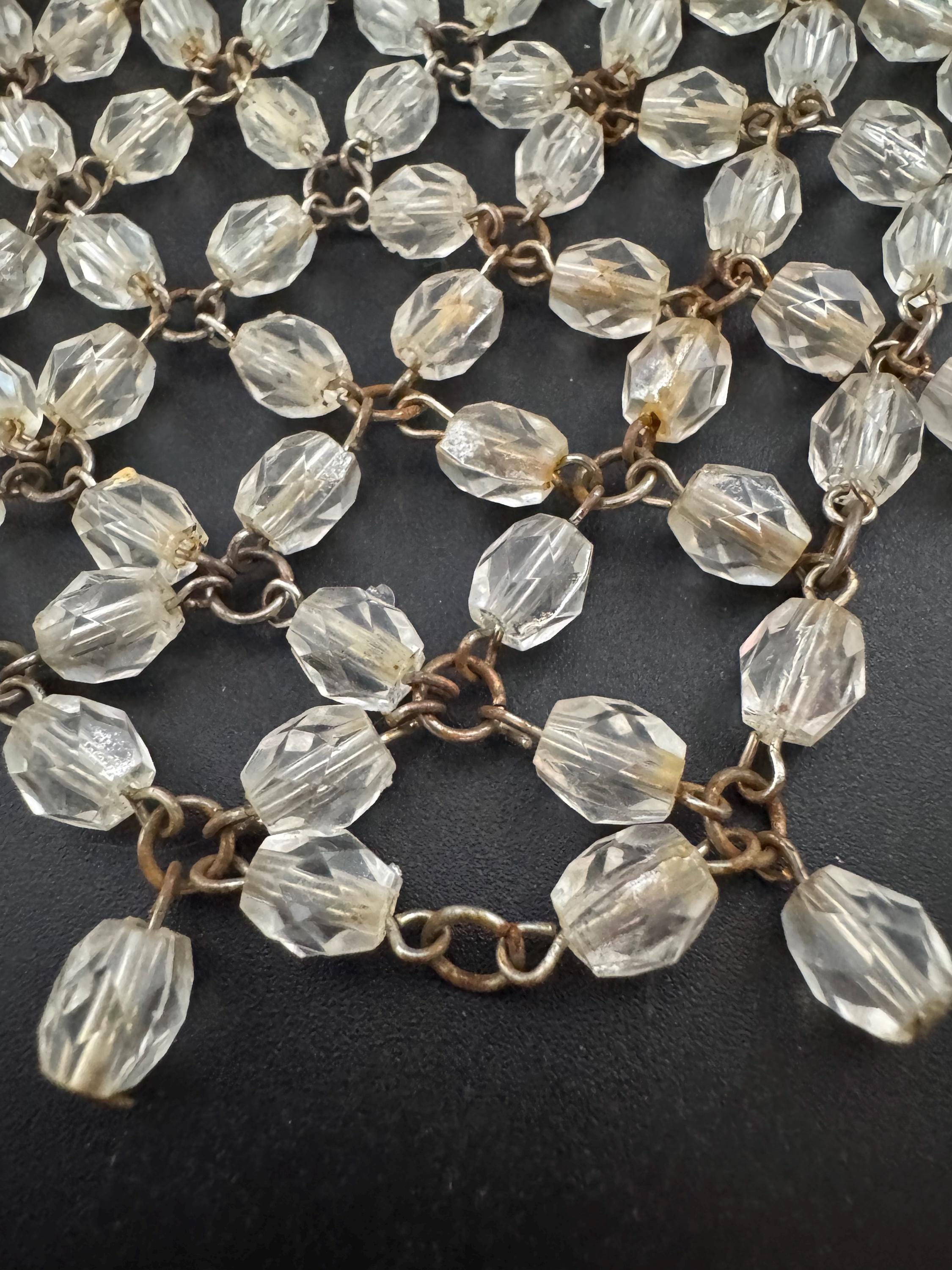 Lightweight plastic faceted beaded chainmail bib necklace 48cm as seen