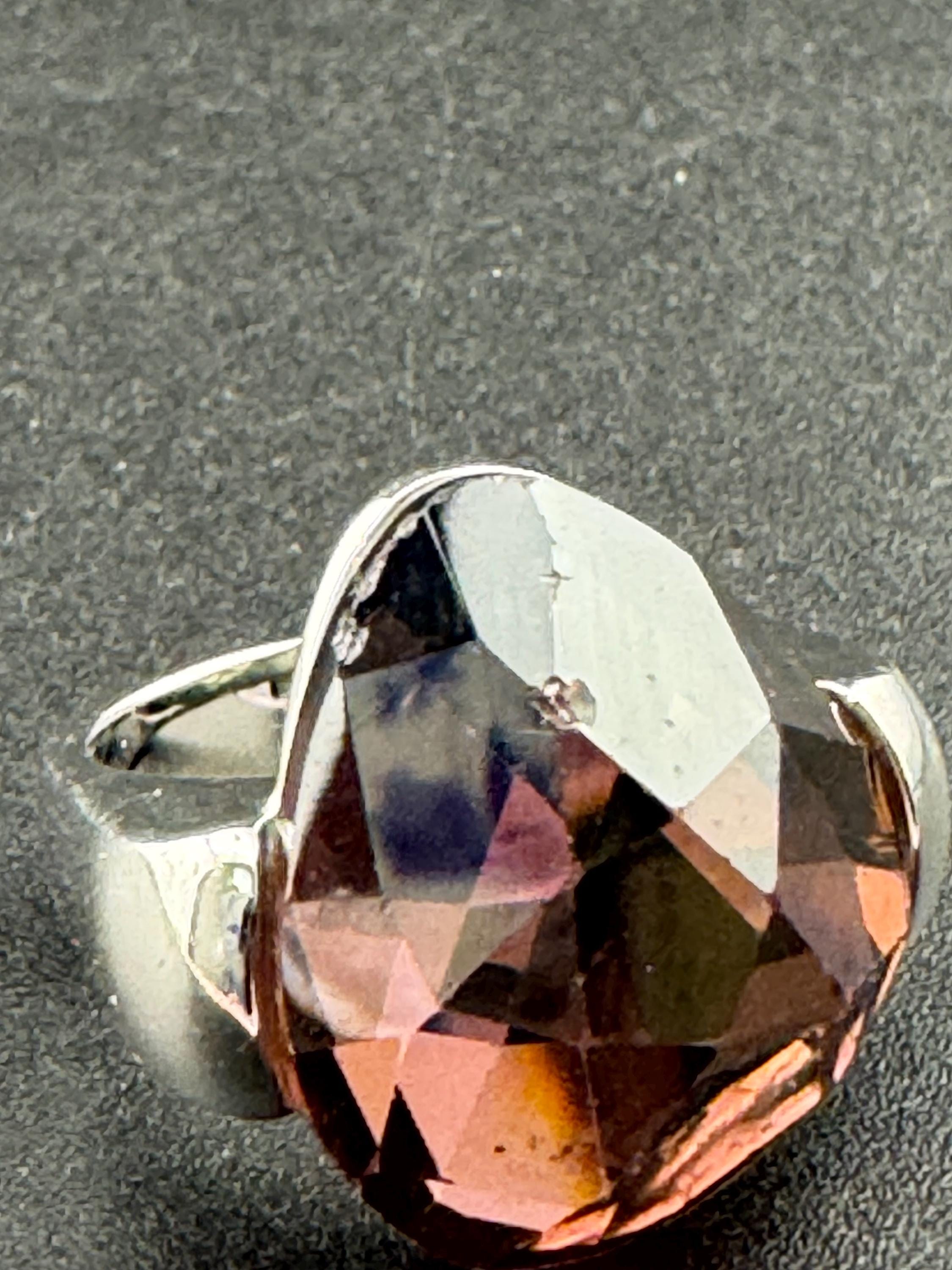 As found Signed swarovski purple amethyst amethyst crystal cocktail ring size 55 uk size 0 as seen