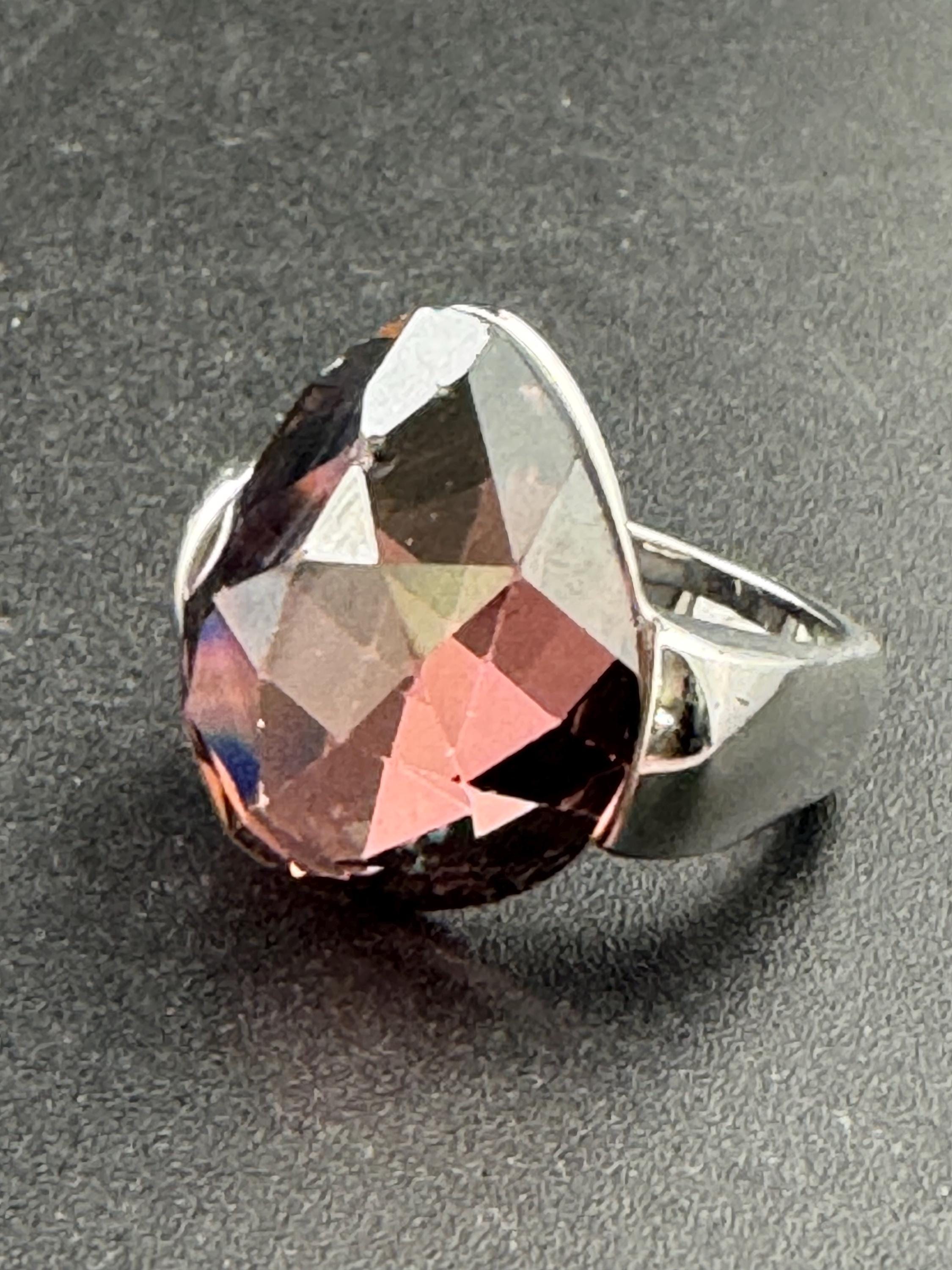 As found Signed swarovski purple amethyst amethyst crystal cocktail ring size 55 uk size 0 as seen