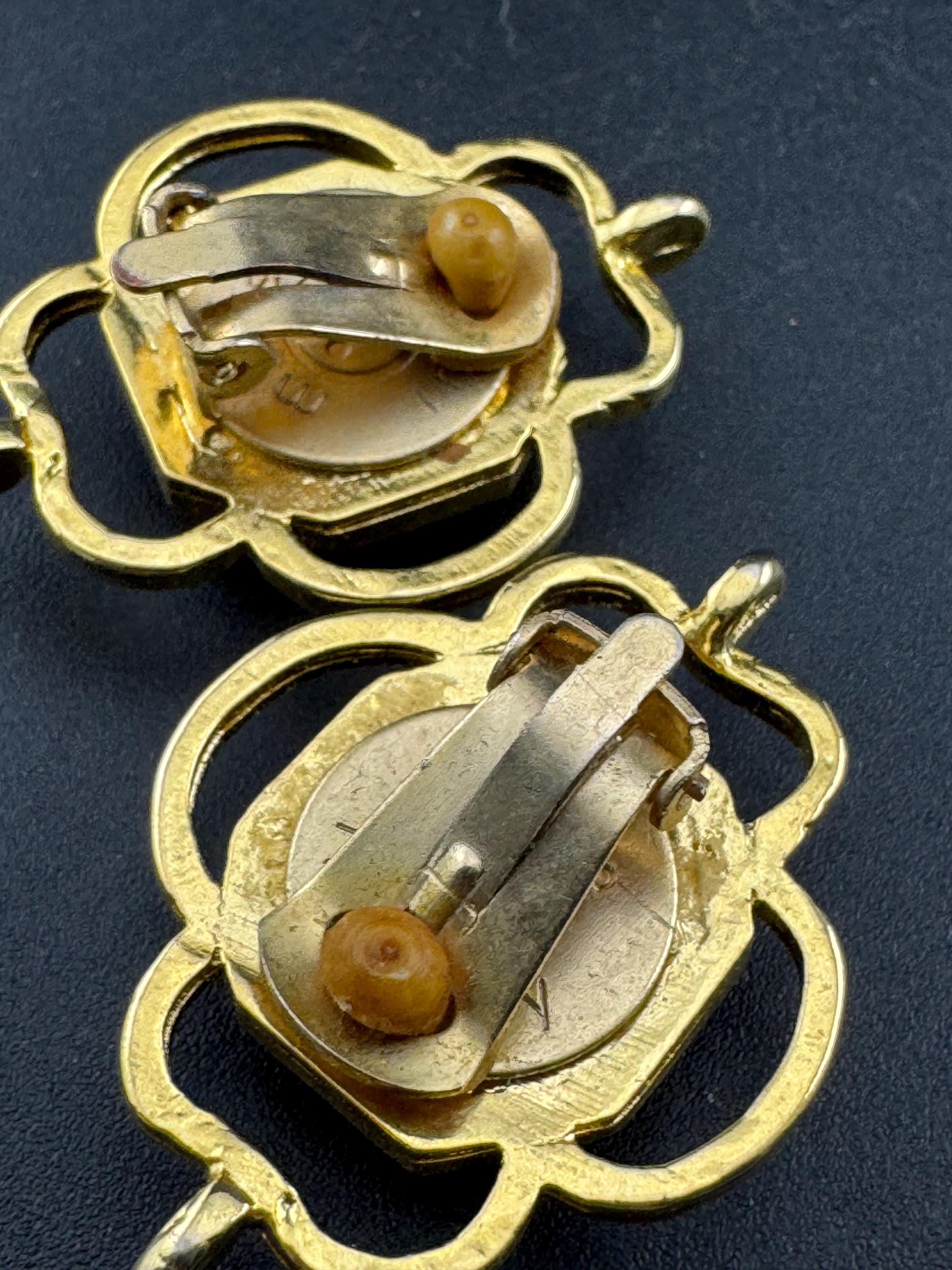 1980s Italian Gold Tone Octagon Clip On Earrings