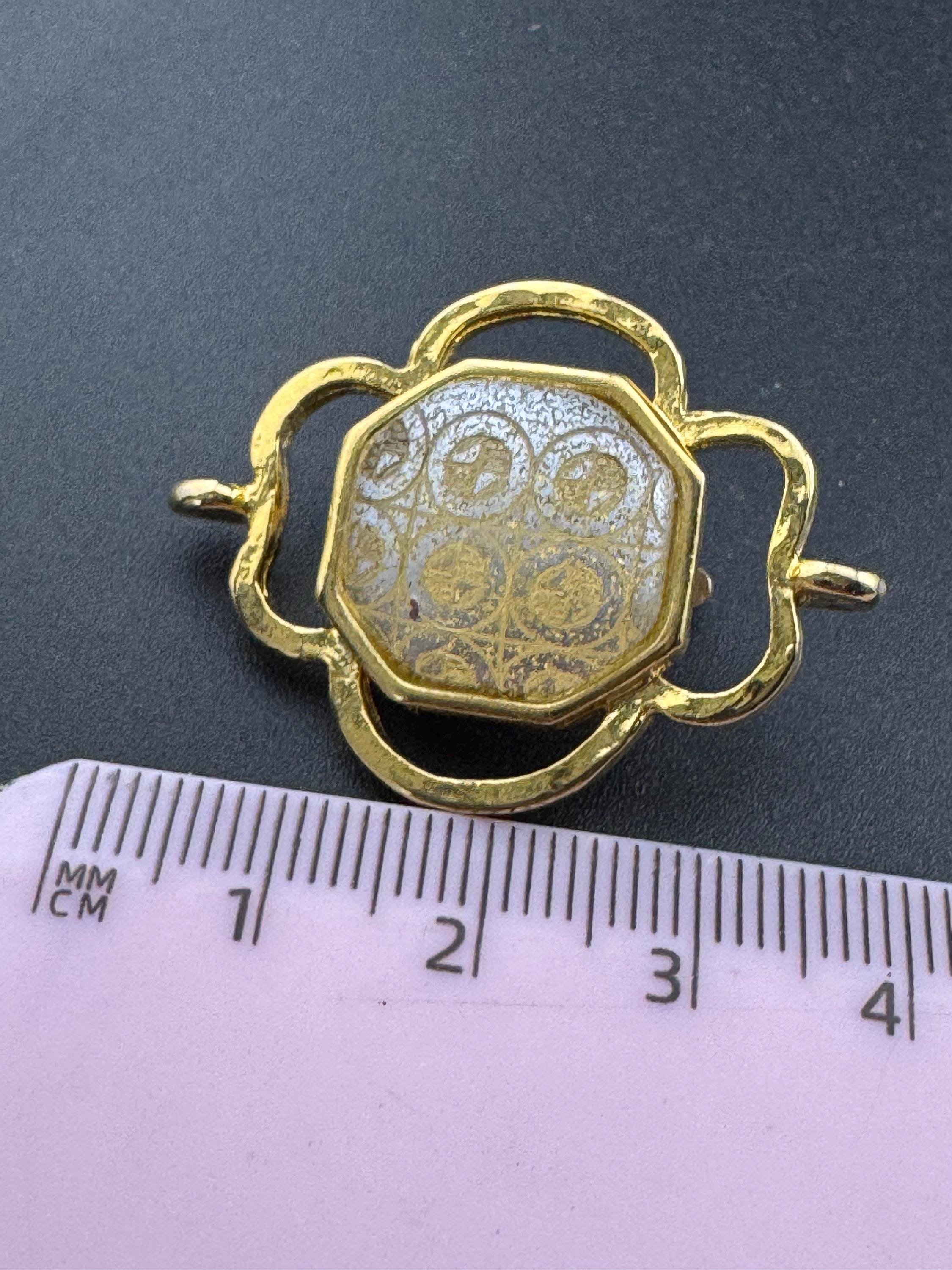 1980s Italian Gold Tone Octagon Clip On Earrings