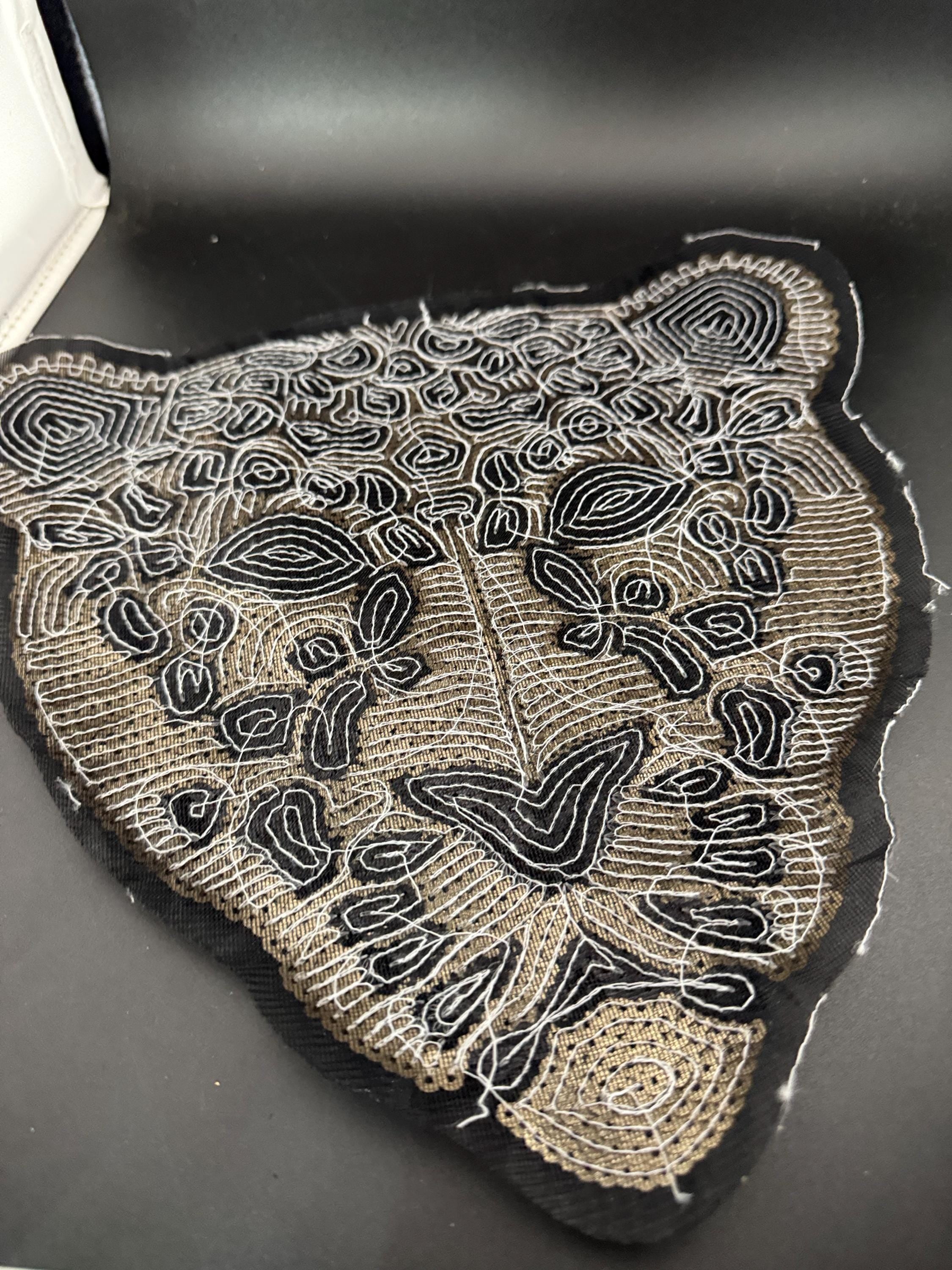 XL 30cm x 29cm sew on wild animal, big cat leopard face patch sequin applique for sewing on clothing , jackets and bags upcycle projects