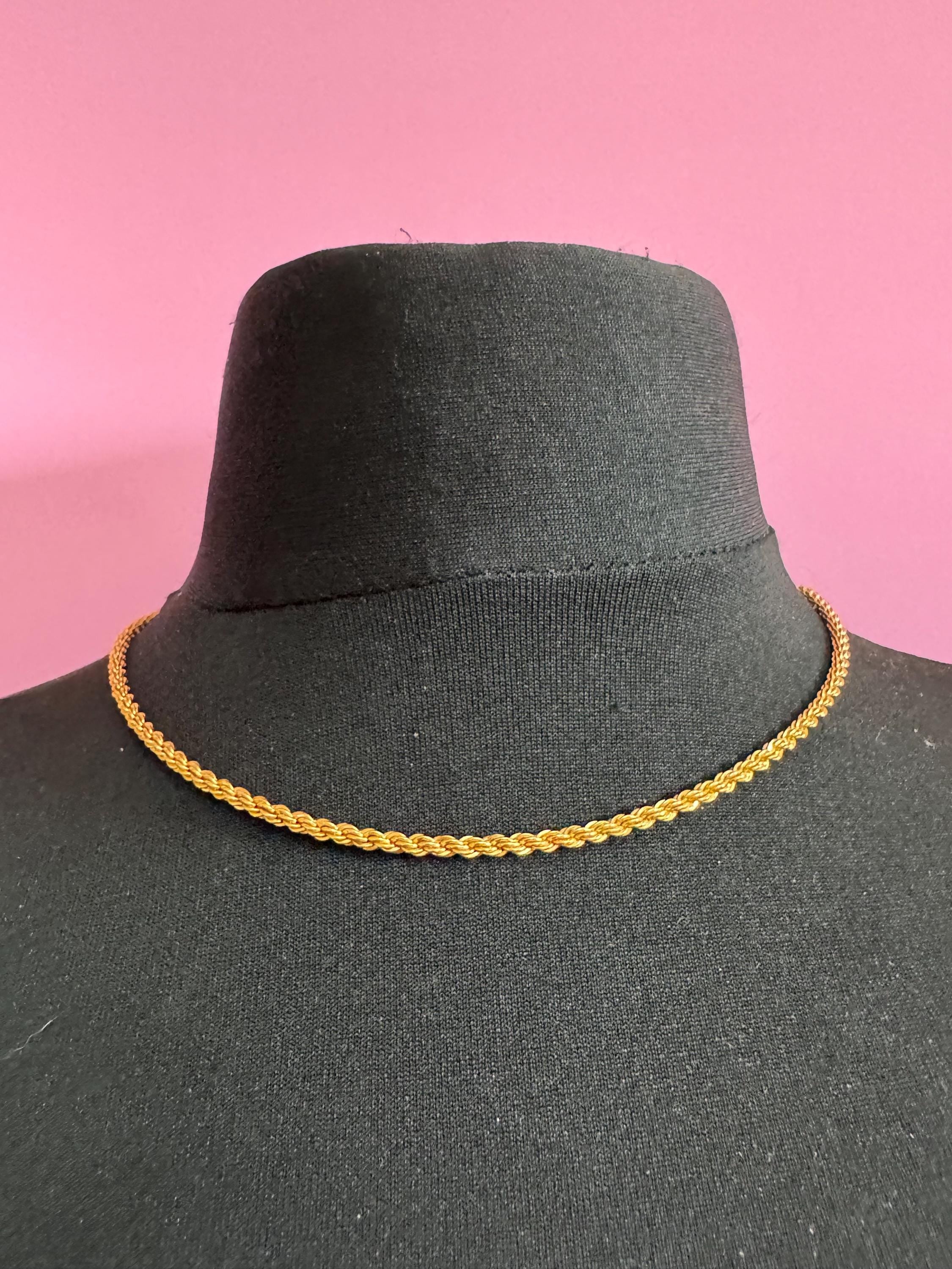 Signed Monet Vintage gold plated rope chain necklace 46cm