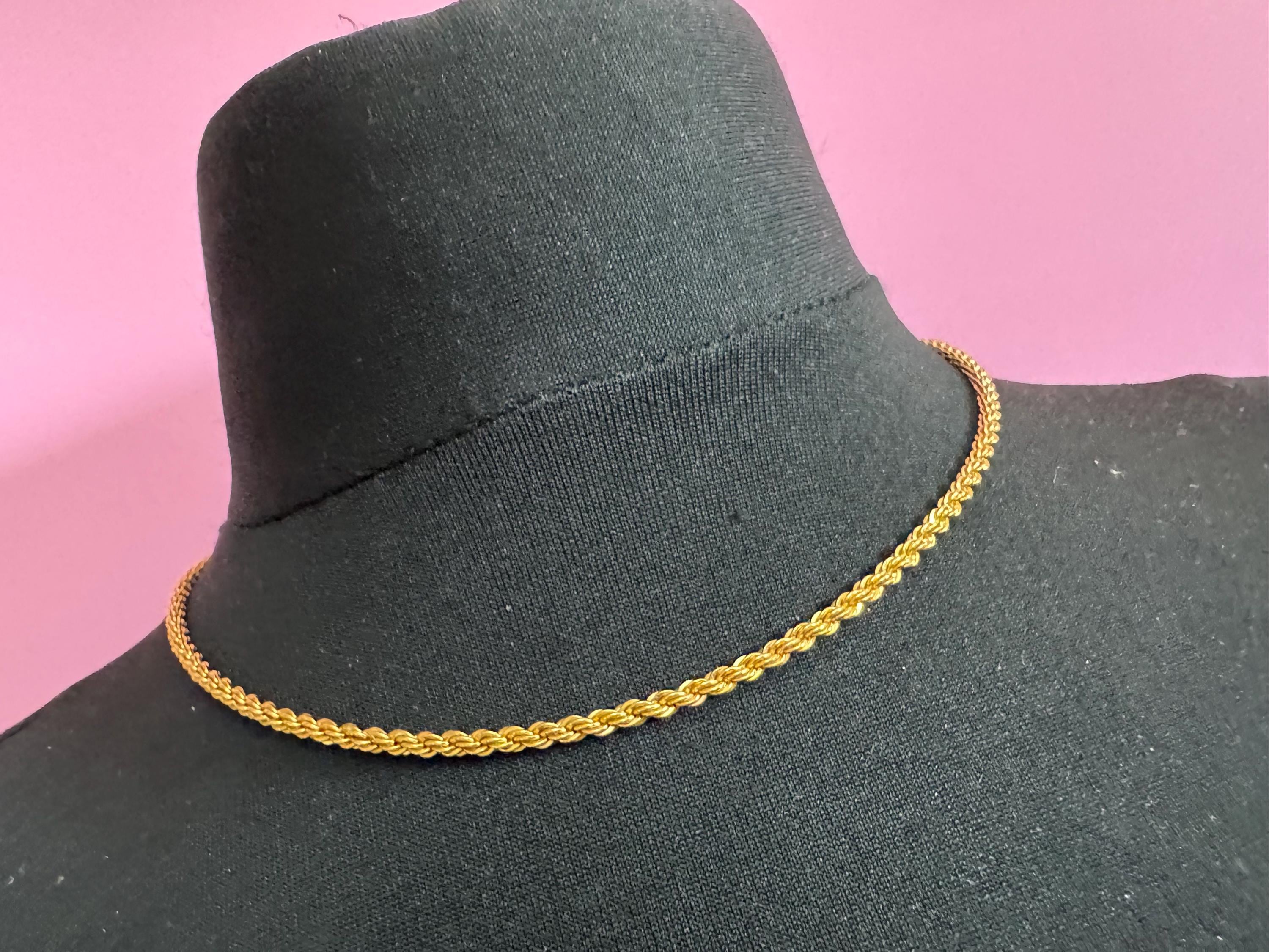 Signed Monet Vintage gold plated rope chain necklace 46cm