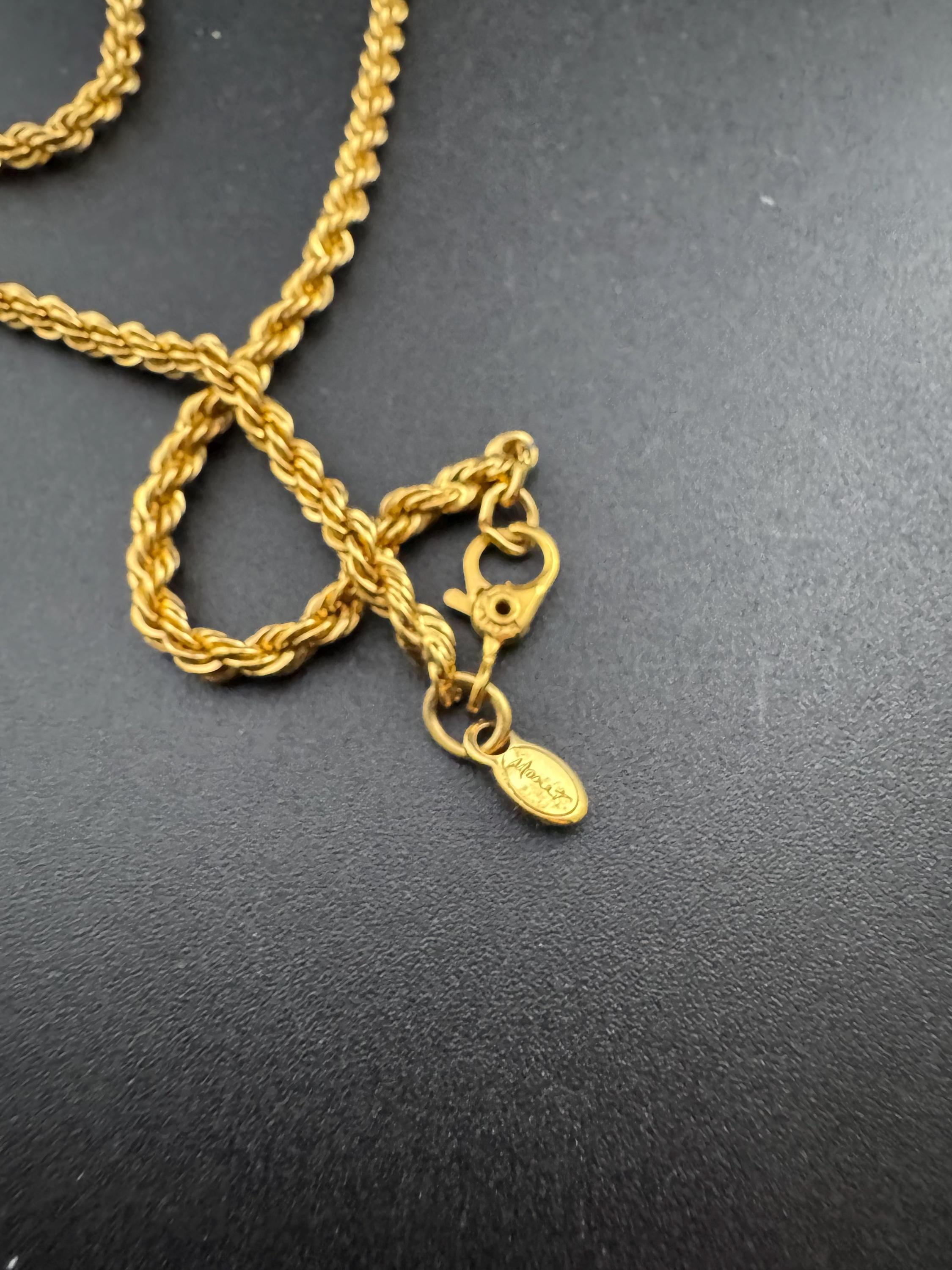Signed Monet Vintage gold plated rope chain necklace 46cm
