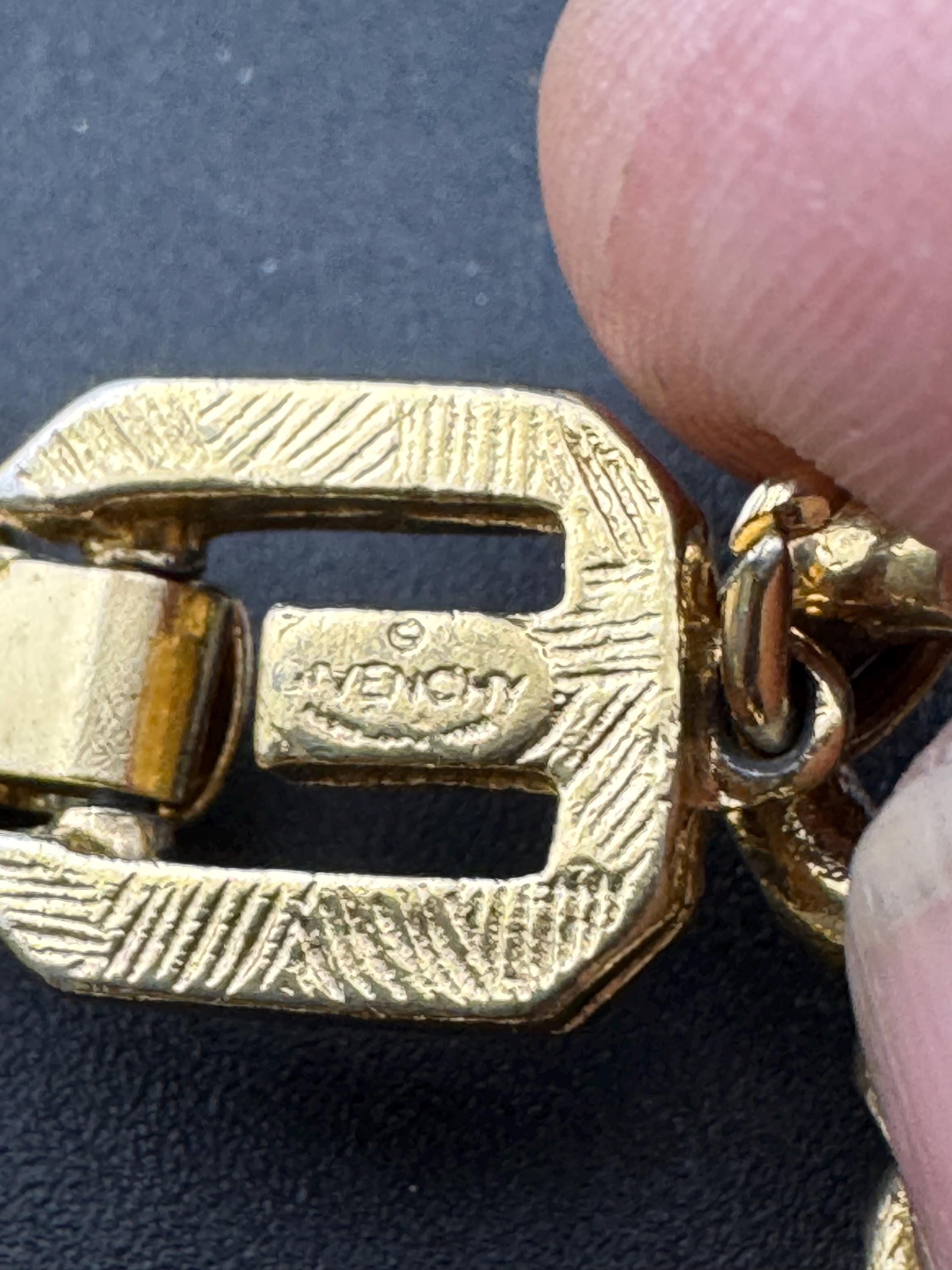 Vintage signed GIVENCHY Gold Plated Curb Bracelet: Chunky Panel Links