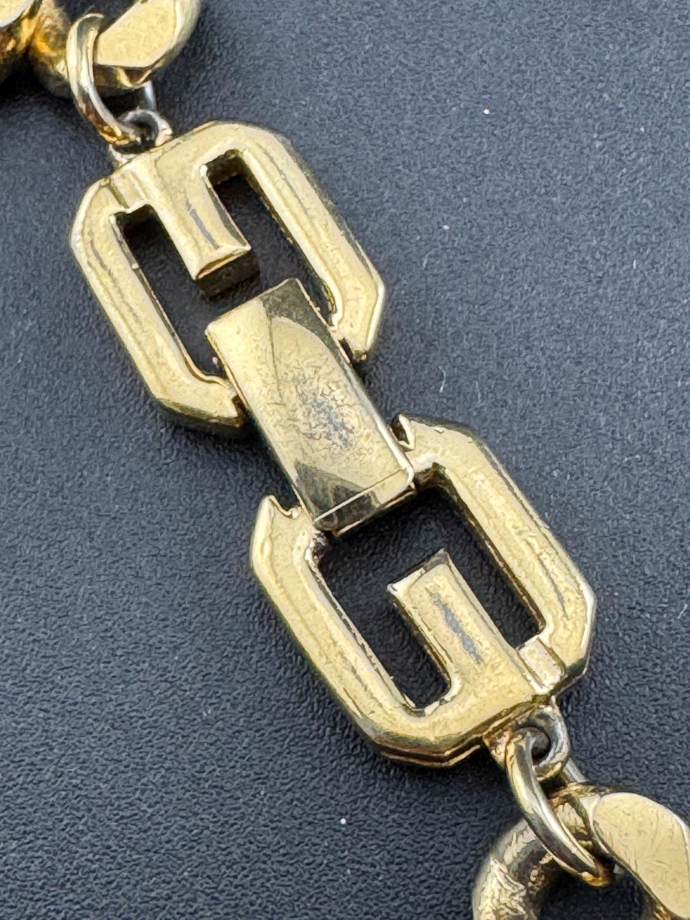 Vintage signed GIVENCHY Gold Plated Curb Bracelet: Chunky Panel Links