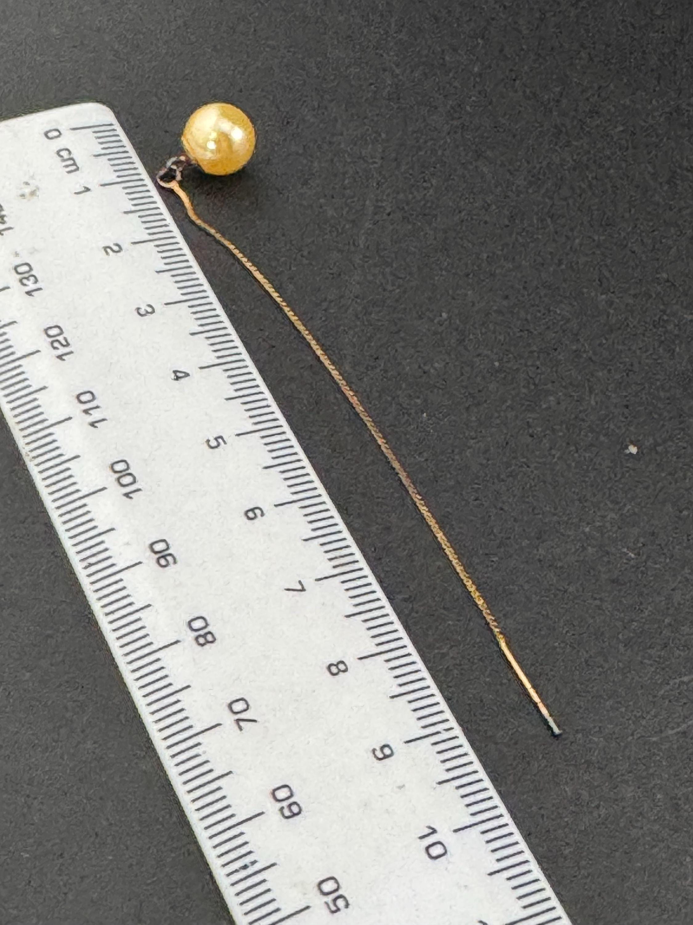 1980s vintage 10cm gold plated yellow tone cream faux pearl ball threader pull through Earrings for pierced ears