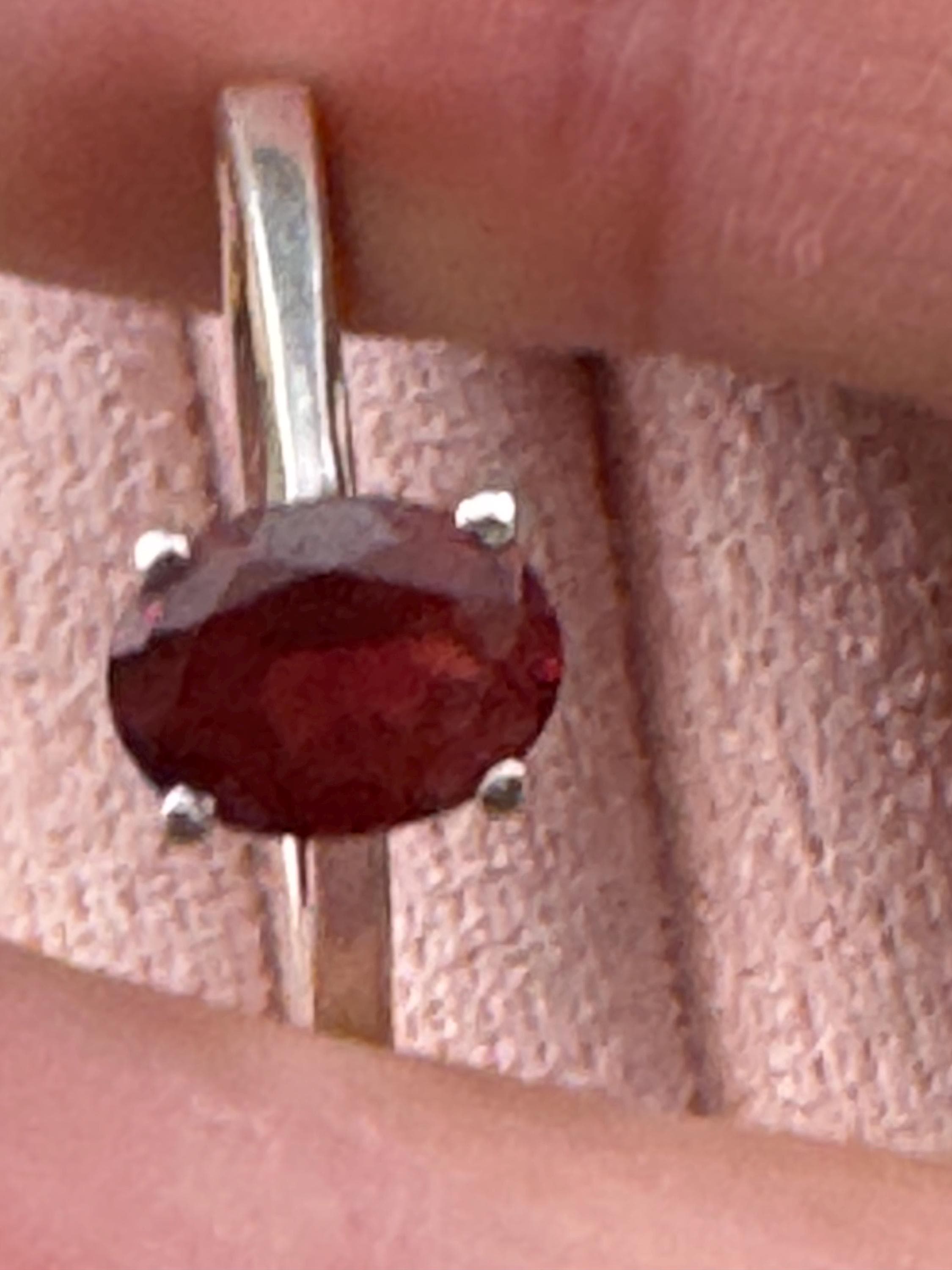 Retro Ruby Garnet Sterling Silver Ring - UK Size N