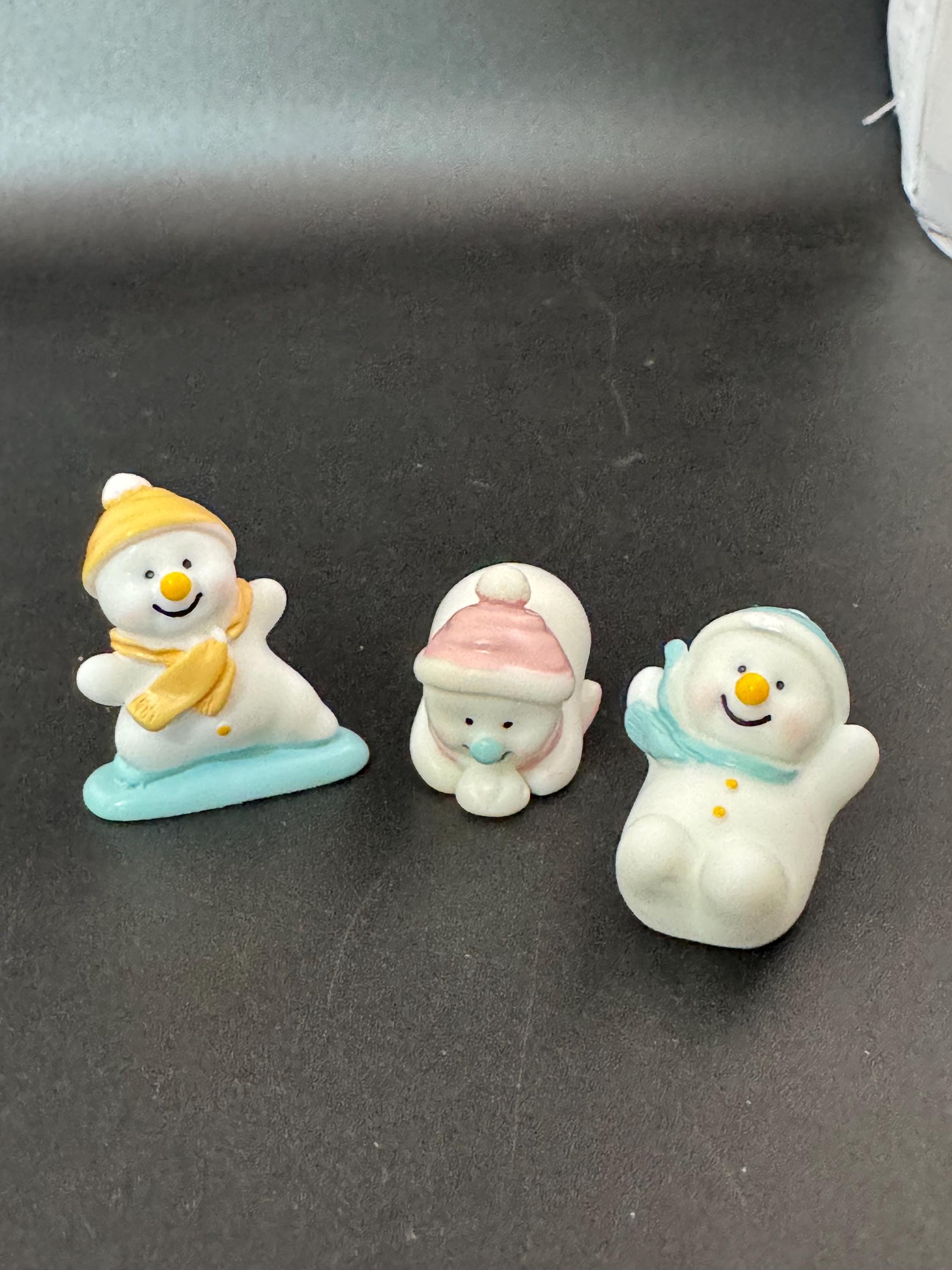 Snowman Cake Toppers: Set of 3, Reusable Christmas Decoration