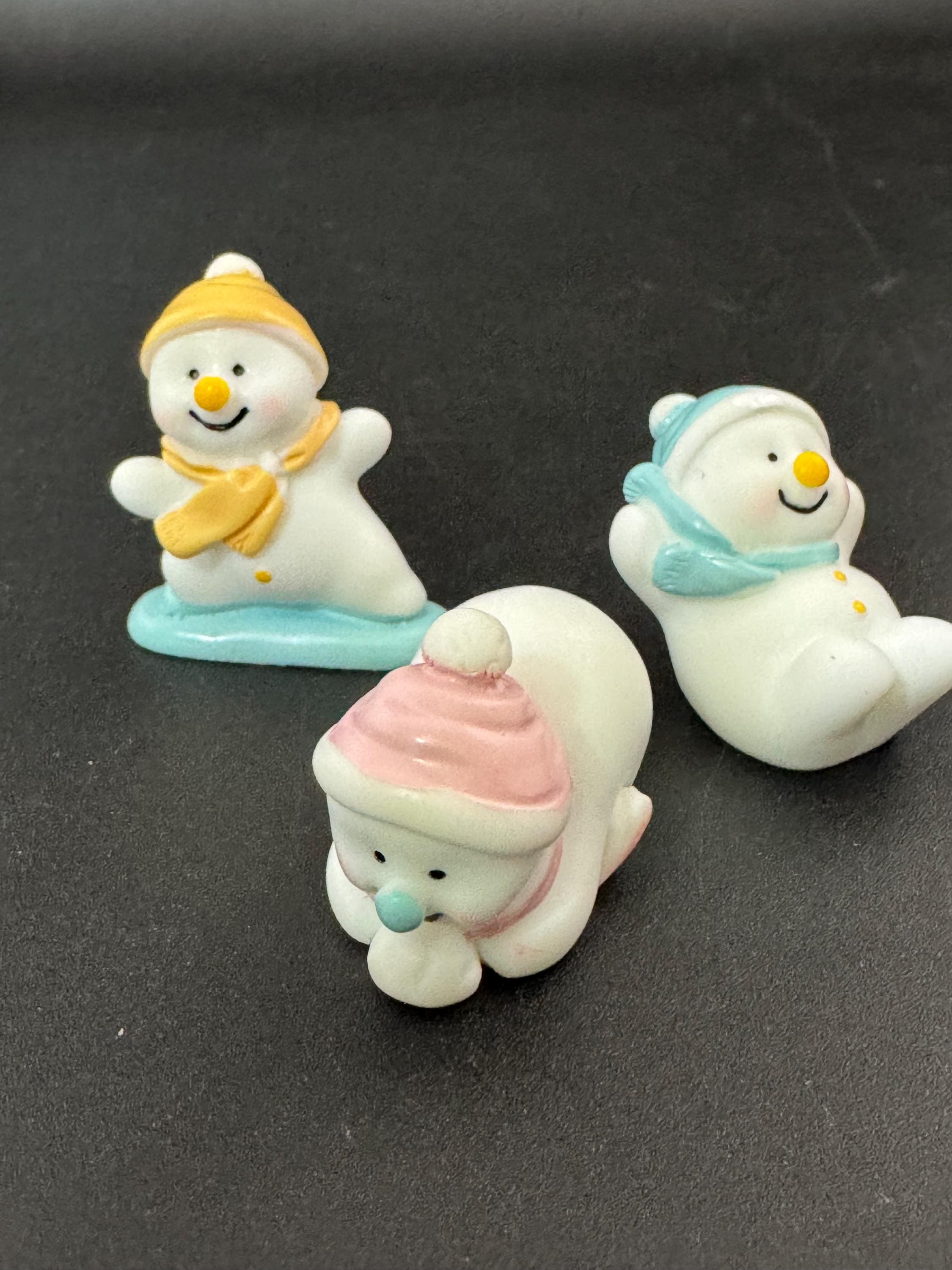 Snowman Cake Toppers: Set of 3, Reusable Christmas Decoration