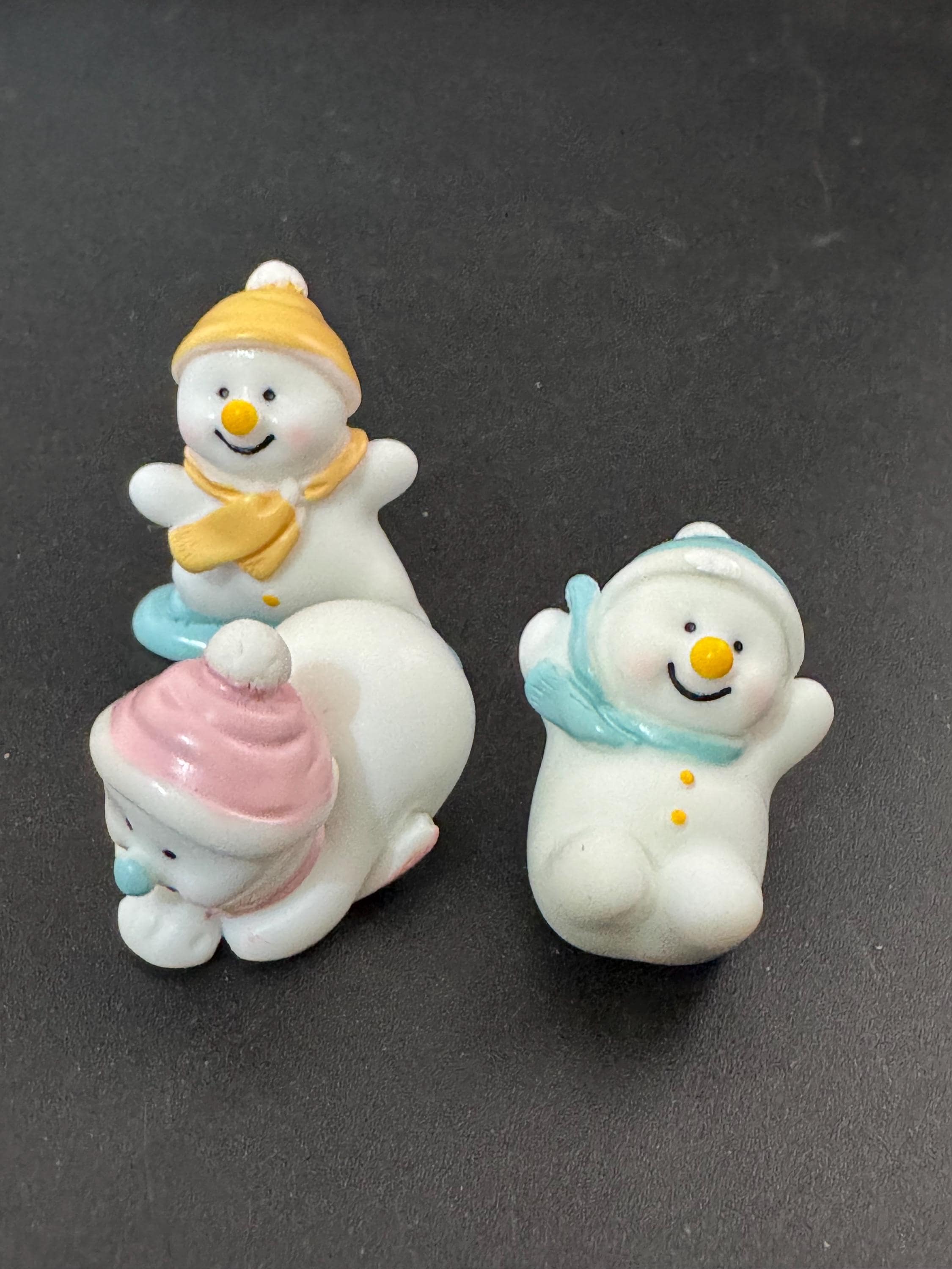 Snowman Cake Toppers: Set of 3, Reusable Christmas Decoration