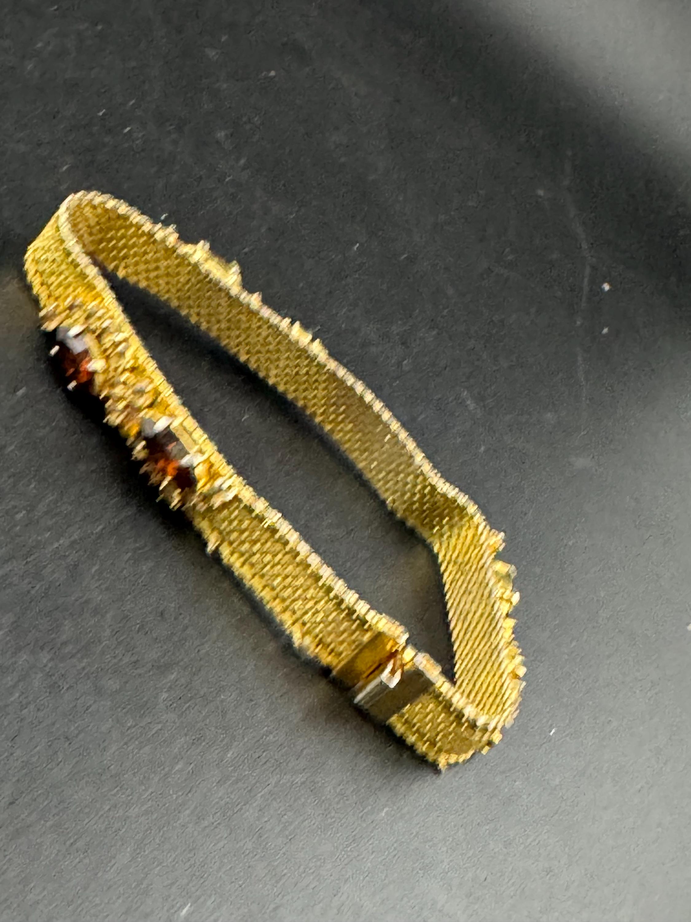 Vintage Rhinestone Cocktail Bracelet: Cognac Paste Glass Cabochon, Gold Tone Mesh, 1960s Hollywood Glamour