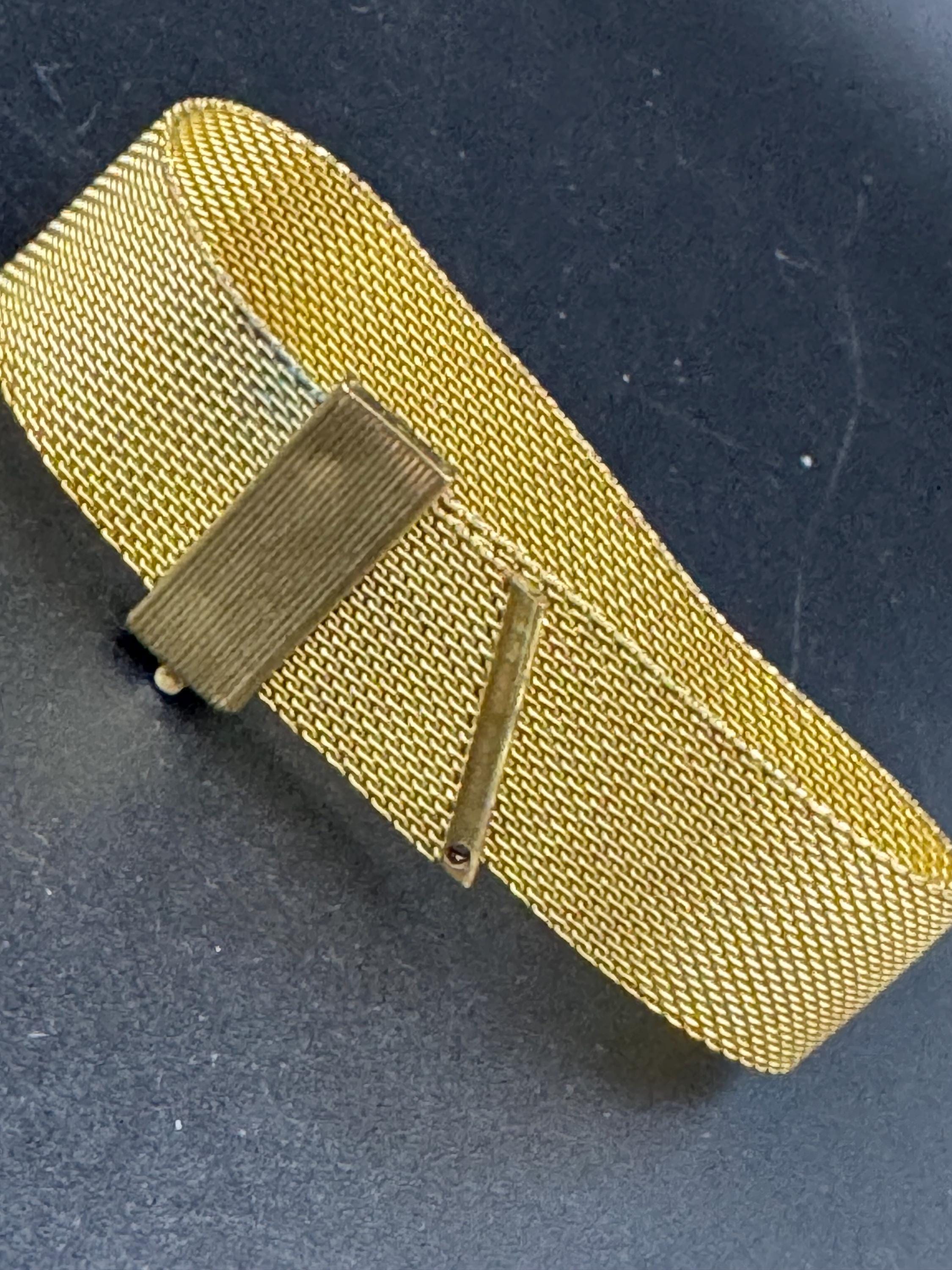 Vintage 1950s gold plated articulated 18mm wide mesh buckle bracelet
